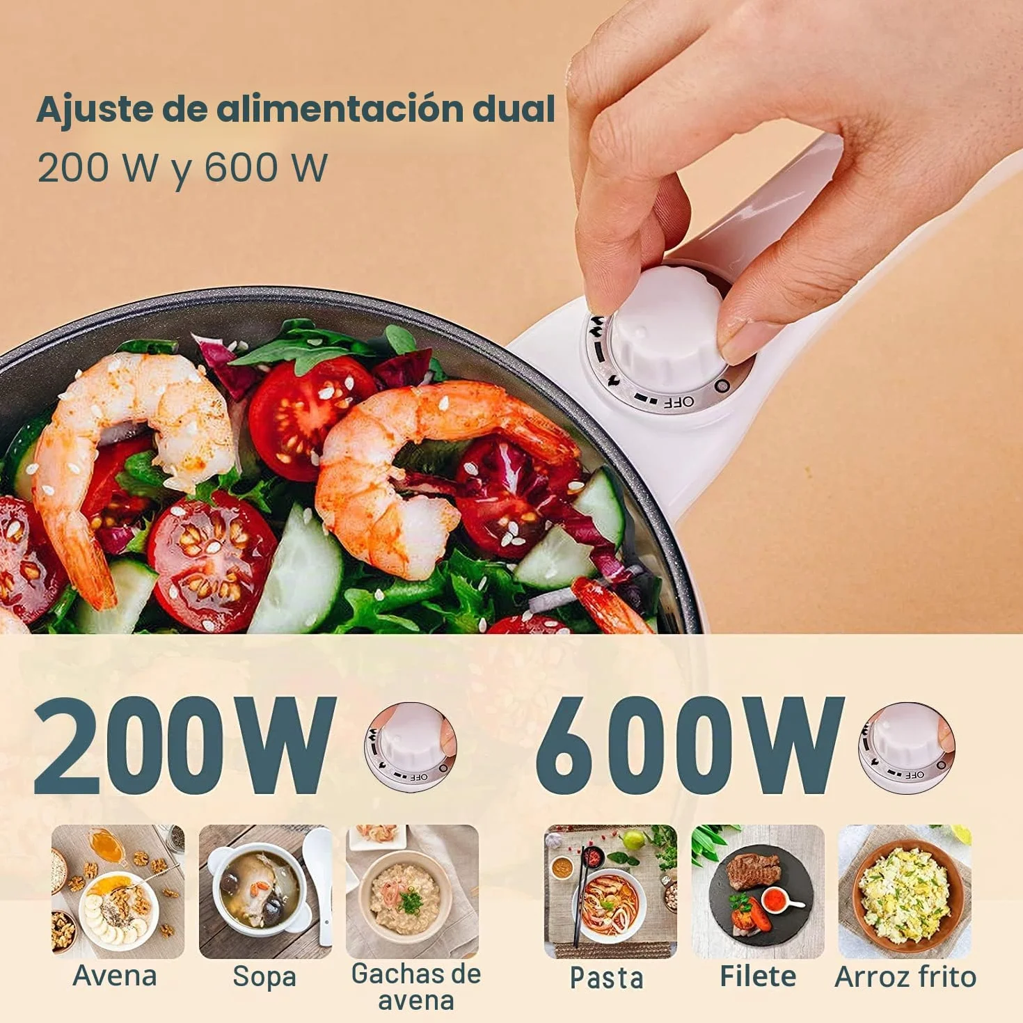 Vocha Mini Olla Eléctrica Antiadherente 20cm 1.5L Fondue Portátil Verde