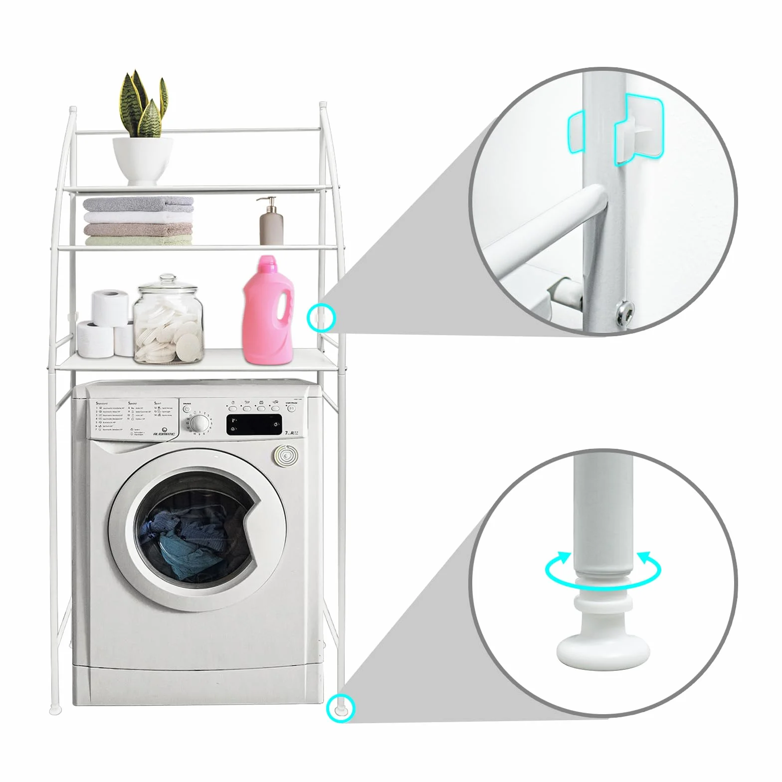 Estantería sobre Inodoro de Metal 3 baldas para Baño Organizador Vertical Compacto