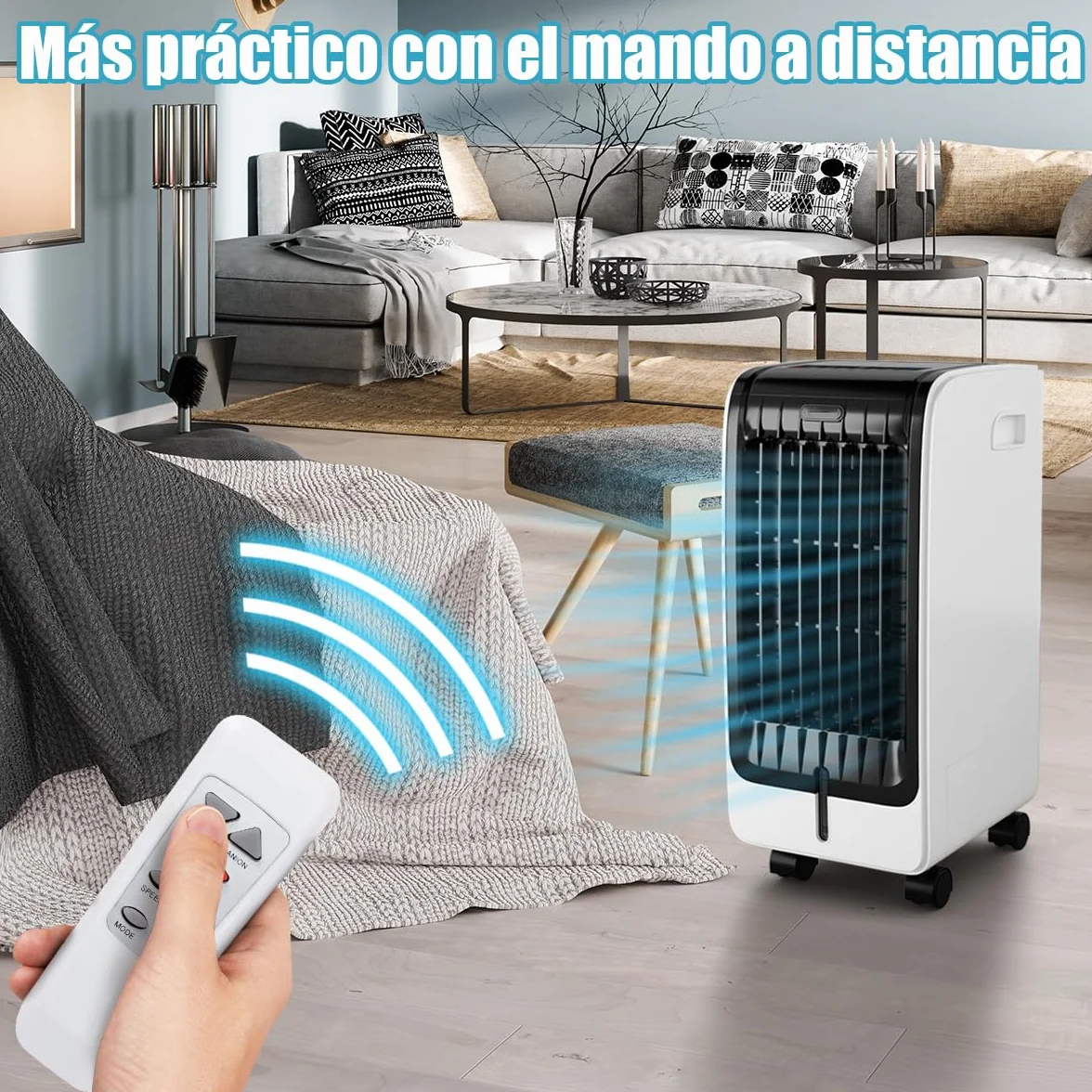 GOPLUS Aire Acondicionado Portátil 4 en 1 con Depósito de Agua 6L, Purificación Ventilador Humidificador Enfriador de Aire Móvil, Climatizador Evaporativo 3 Velocidad, Temporizador 8H, Control Remoto
