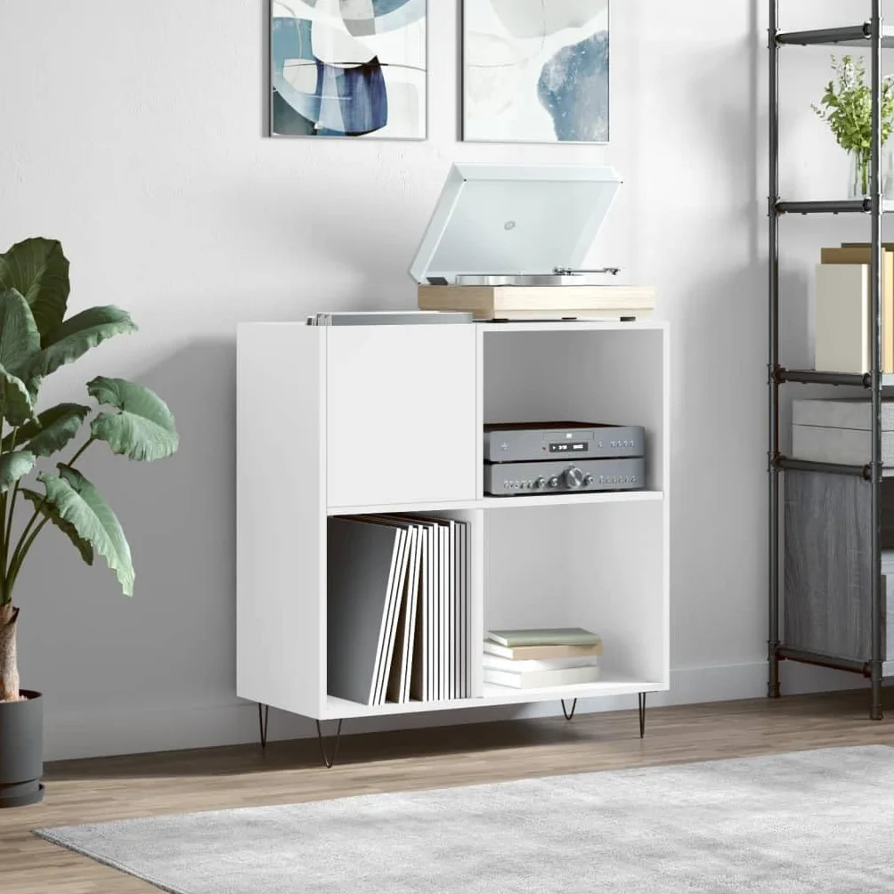 vidaXL Mueble para Discos Madera contrachapada Blanco 84,5x38x89 cm