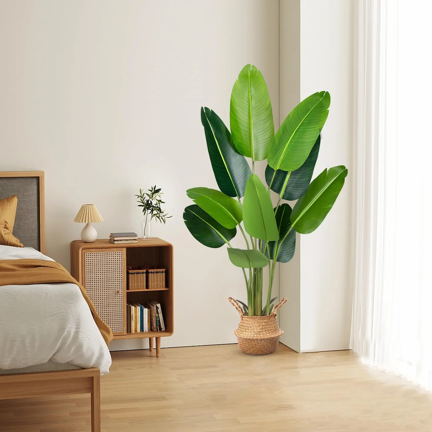 Planta Artificial Ave del Paraíso 160 cm, Palmera Tropical Artificial con 10 Hojas, Plantas Artificiales en Maceta para Decoración Interior Exterior, Sala de Estar, Oficina, Jardín, Regalo