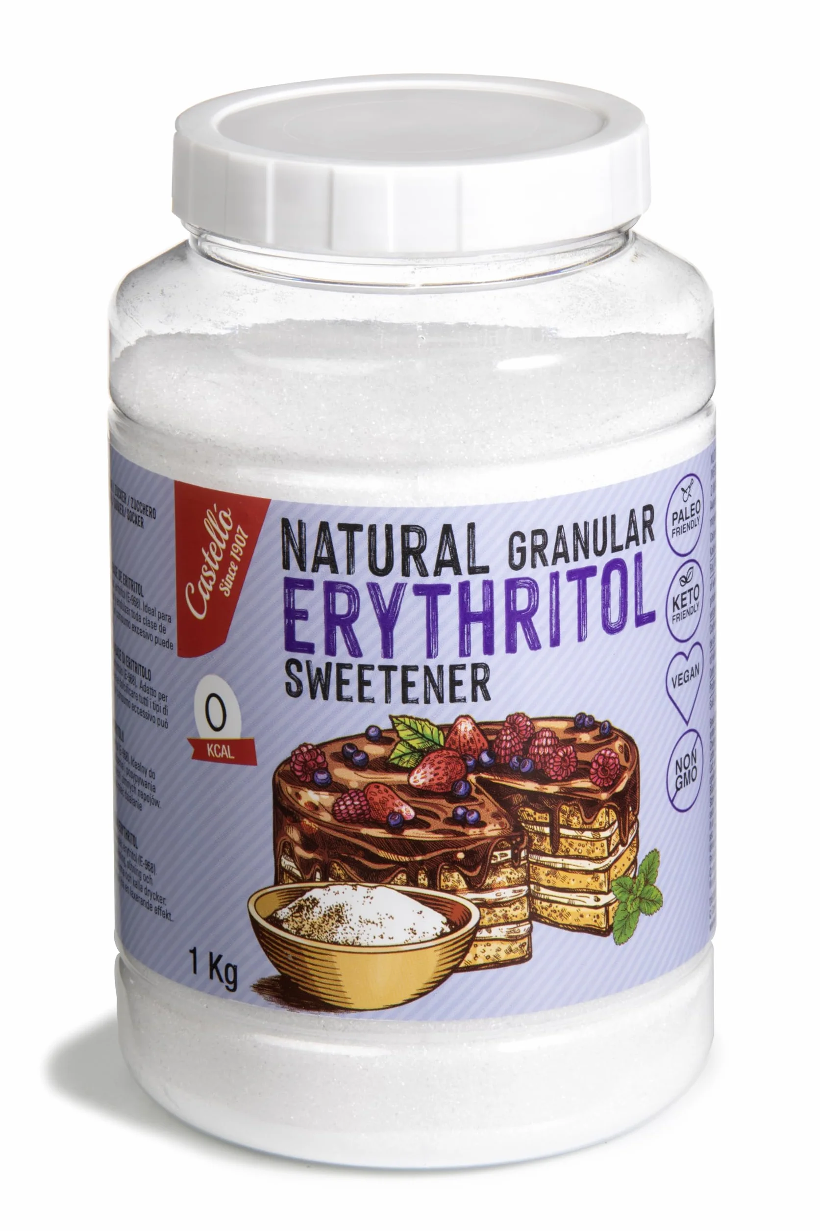 Eritritol 1 kg Edulcorante Natural Granulado 0 Calorías 0 Índice Glucémico Keto Paleo No OGM