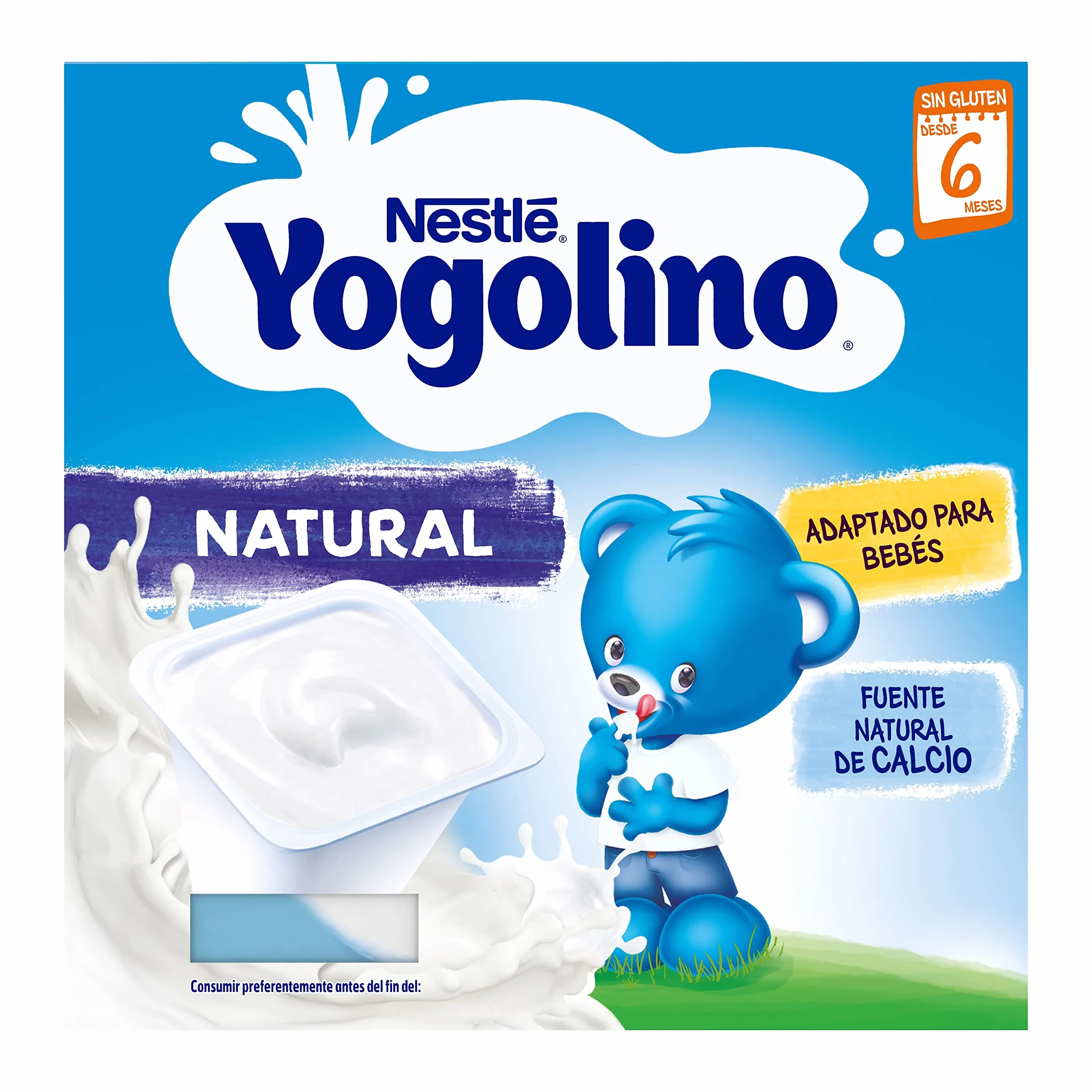 NESTLÉ YOGOLINO Natural, a partir de 6 meses, Pack de 6 (4x100g)