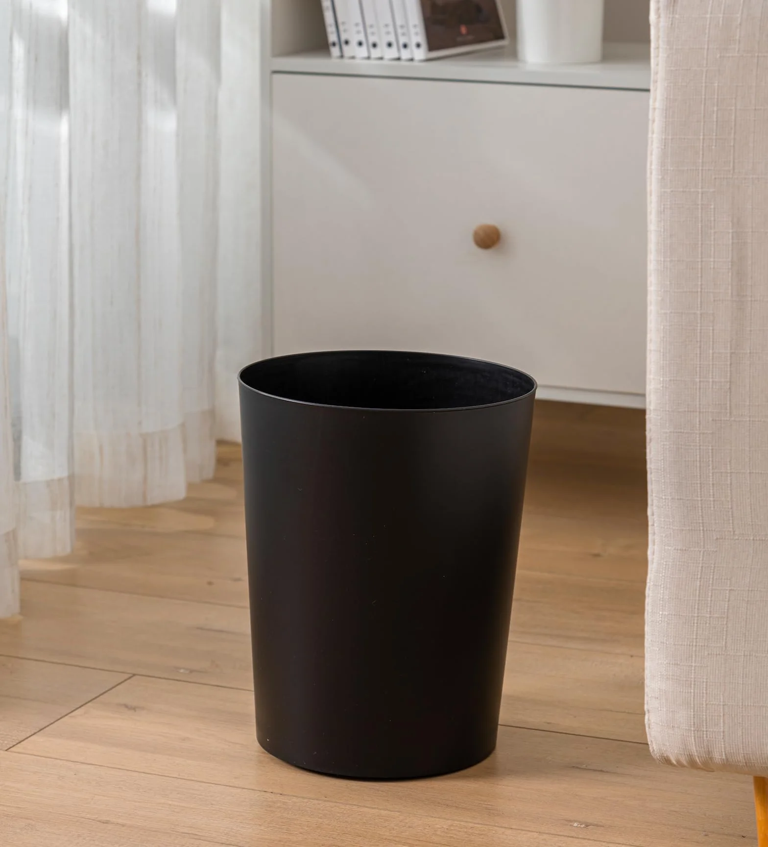 Cetomo Bote de Basura Plástico 7.2L Papelera Pequeña Minimalista Apilable Negro Pack 3