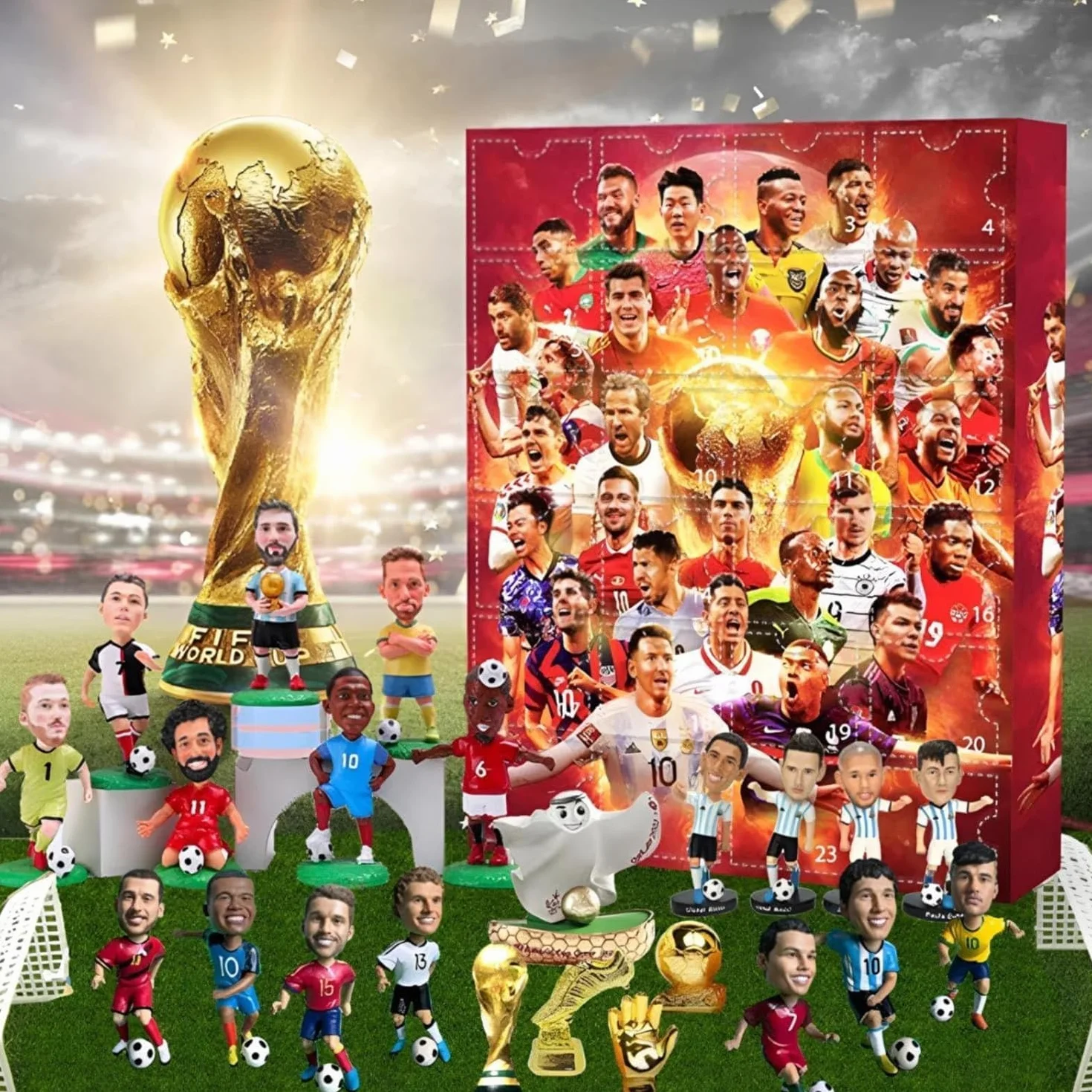 Calendario de Adviento de Fútbol 2024 con 24 Accesorios para Fanáticos