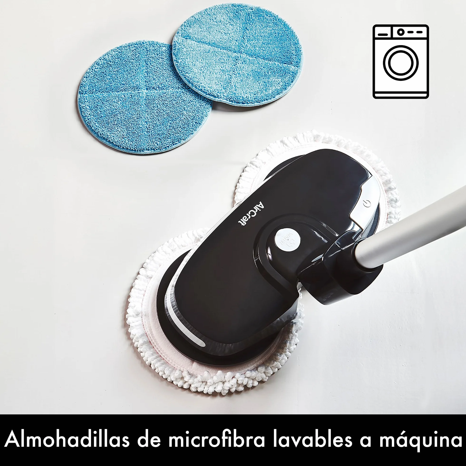 AirCraft Home, PowerGlide Limpiador y Pulidor de Suelos Duros Inalámbrico con 8 Almohadillas, Batería Recargable para Madera, Baldosas, Terrazo y Laminado