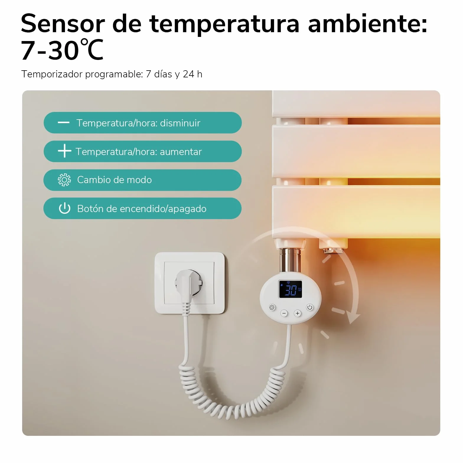 EMKE Radiador Toallero Eléctrico con WiFi Termostato 76x50 cm, 400W Blanco, Toallero Eléctrico de Bajo Consumo, Resistencia Calefactora con Temporizador,Calienta Toallas,Secatoallas