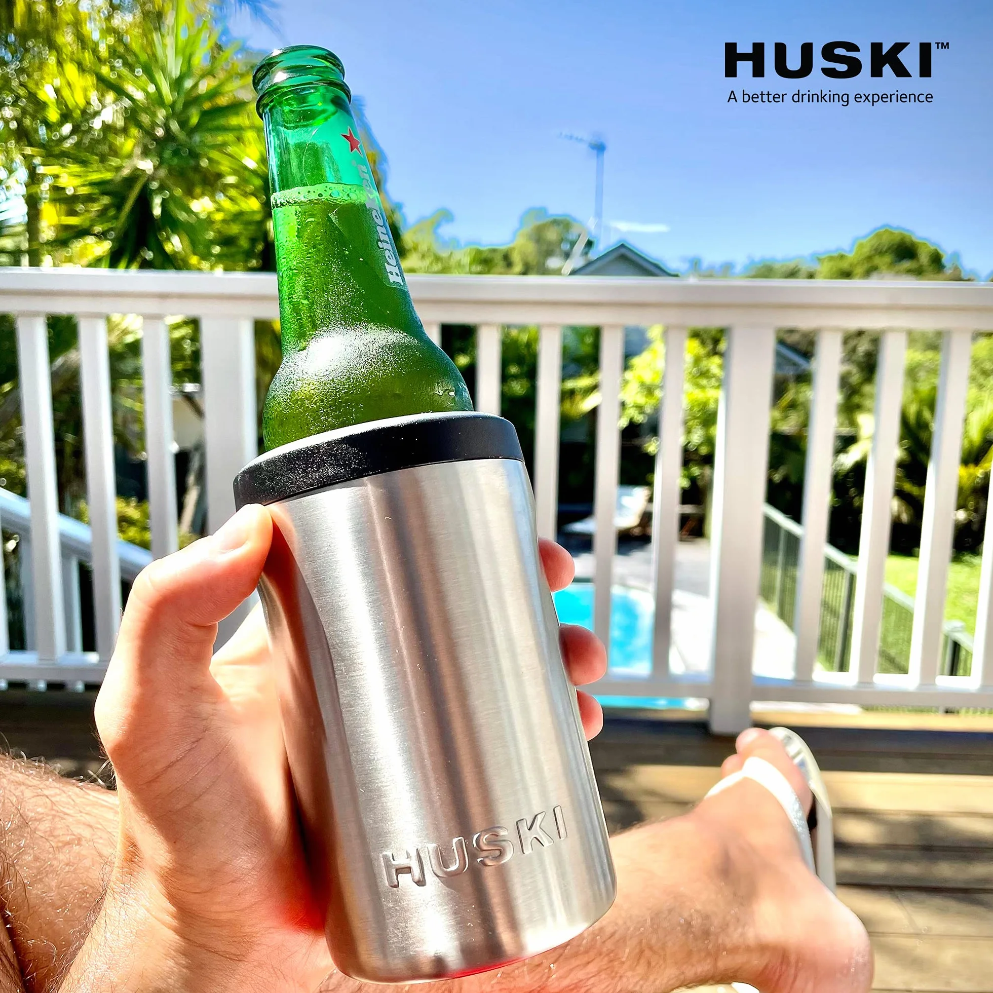 Huski Enfriador de cerveza 2.0 Soporte latas botellas acero inoxidable triple aislamiento abridor 3 en 1
