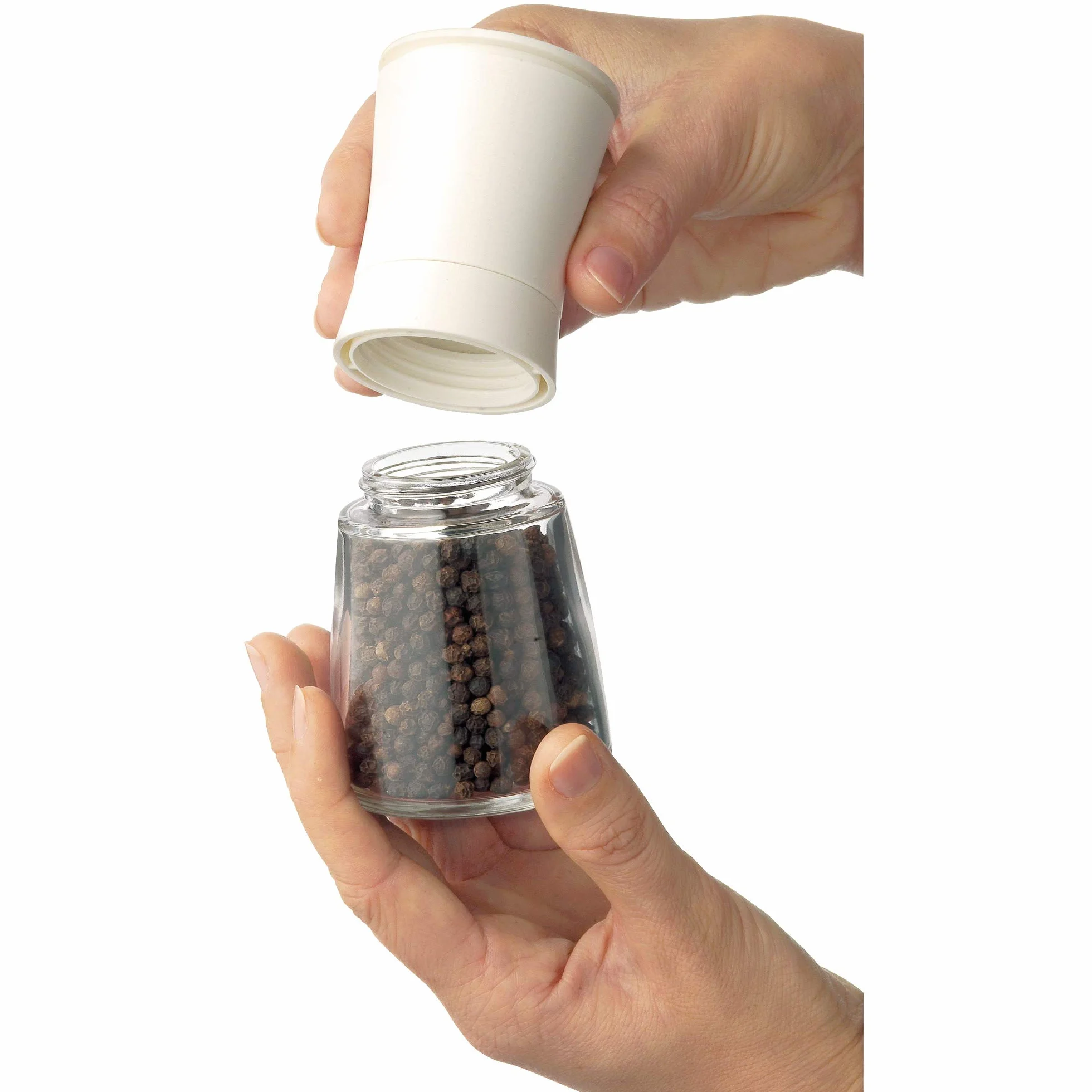 WMF Trend - Molinillo Cerámio de Especias 14cm, Apto para lavavajillas, Cristal, Tapa Color Negro