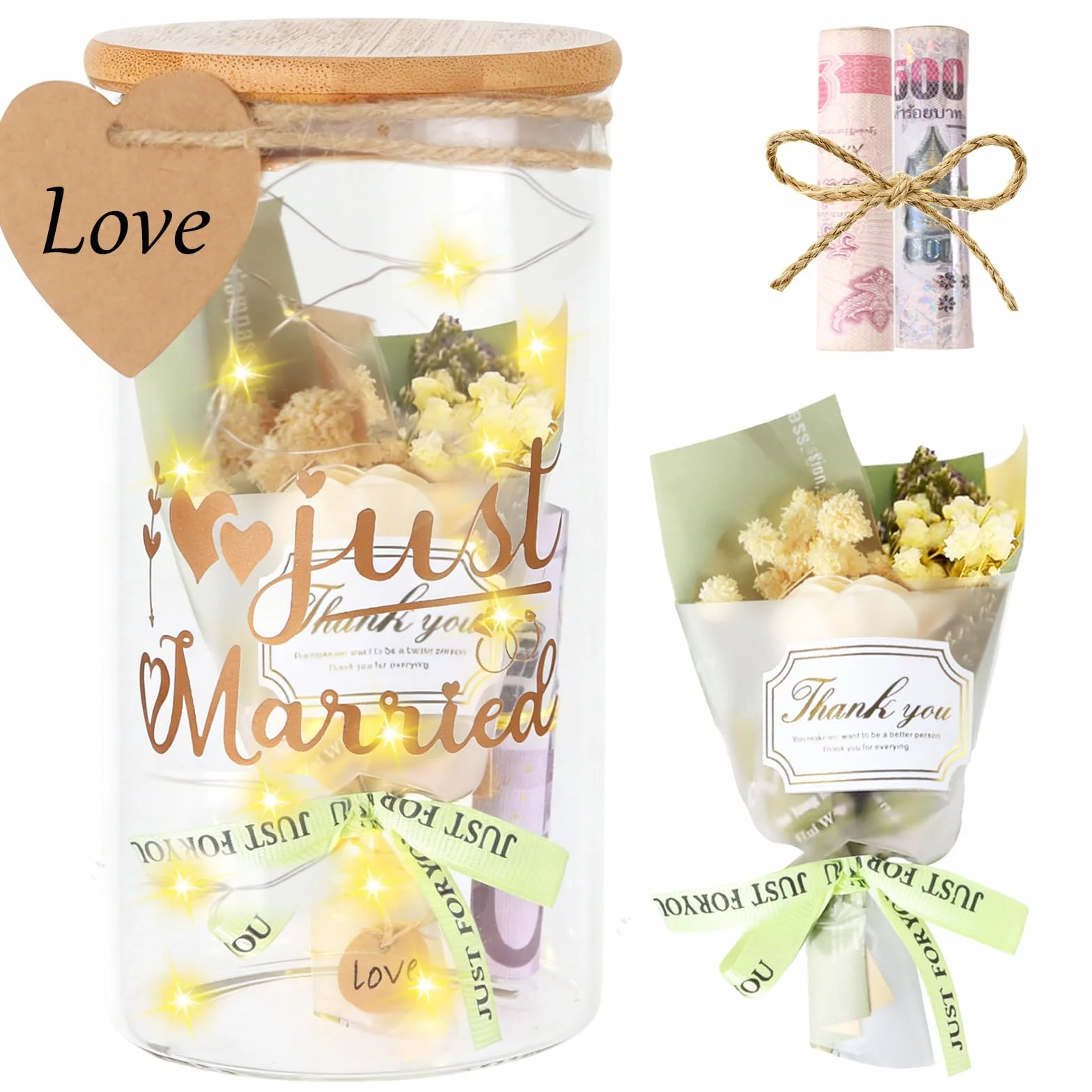 Botella Luz LED Bodas Original Personalizada Regalo Dinero Novios Caja Regalo Decoraciones