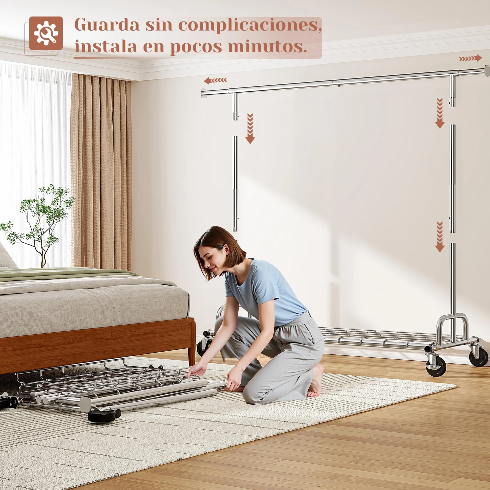 Perchero Burro Ropa con Ruedas 200kg 130–190cm Extensible 166-178cm Altura regulable