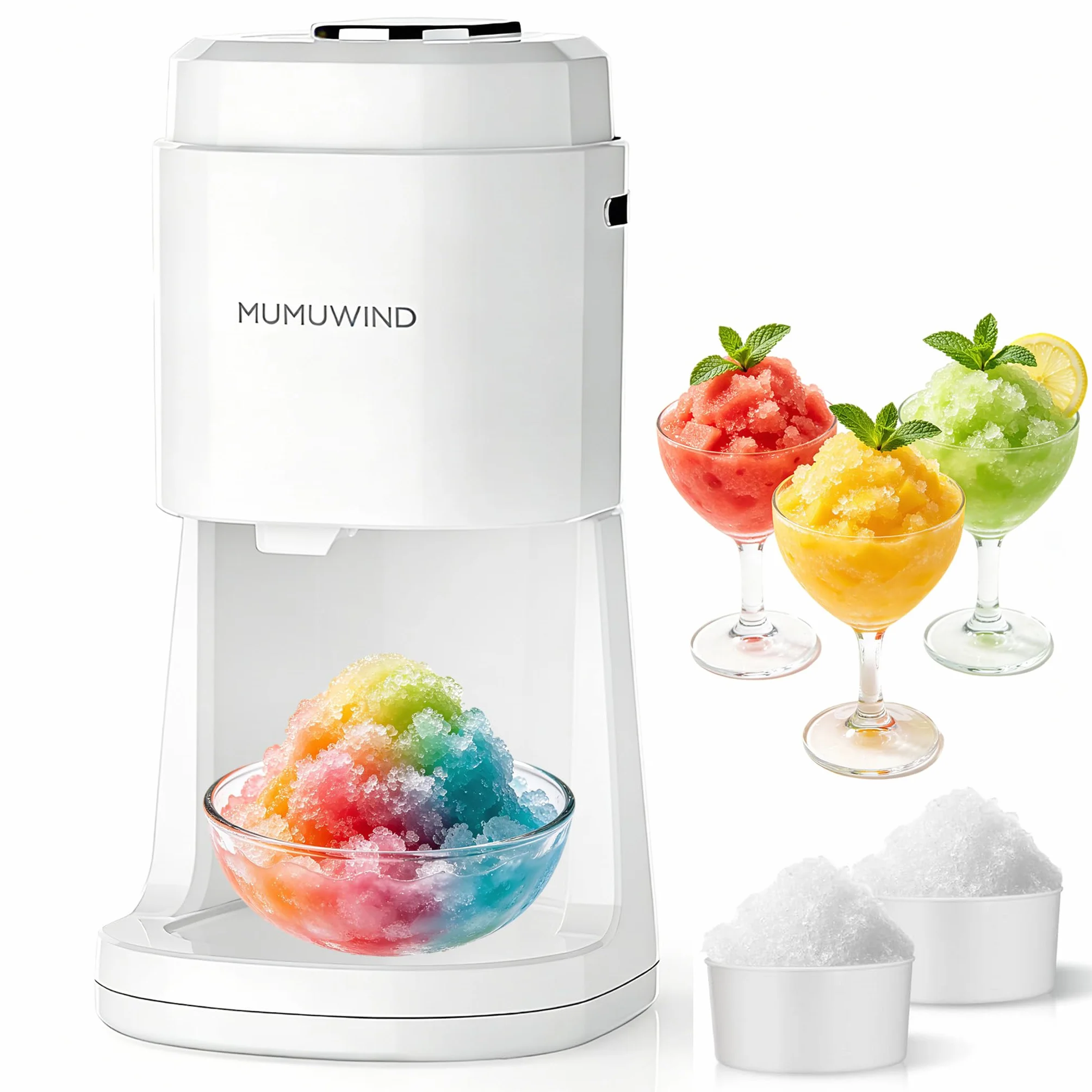 Picadora de hielo eléctrica, Máquina para hacer granizados, Trituradora de hielo (white)