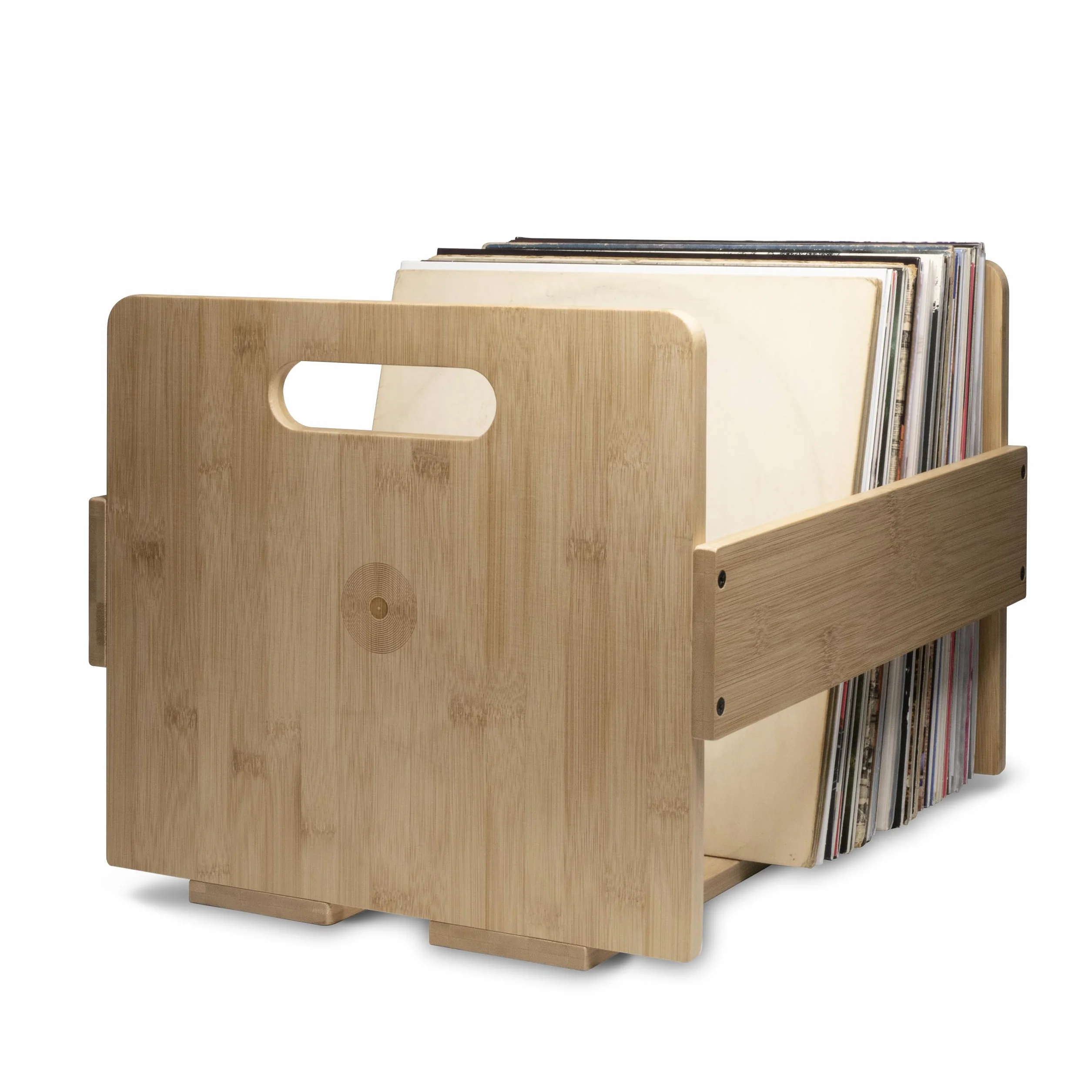 SPINCARE Caja de Almacenamiento para Discos de Vinilo de Madera de Bambú Premium 12 pulgadas Capacidad 80 Discos