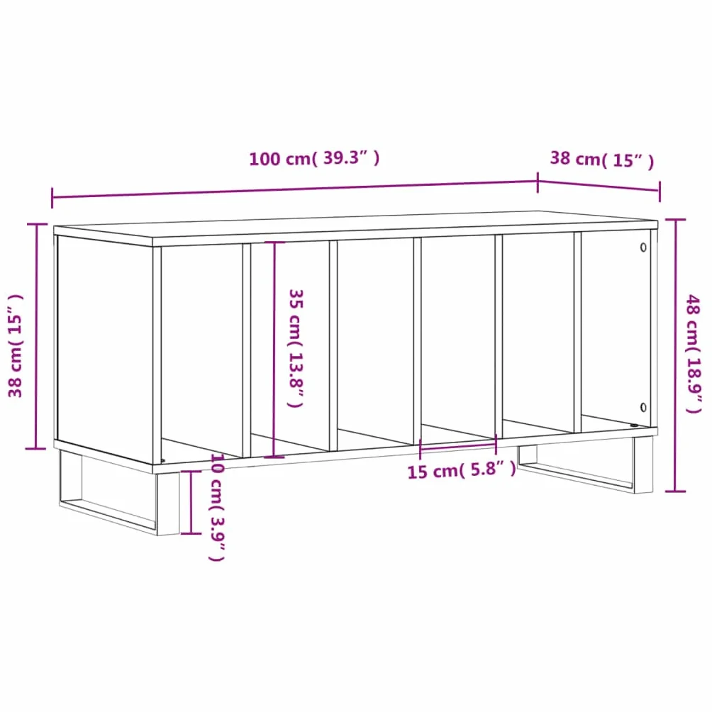 vidaXL Mueble para Discos Madera contrachapada Gris Sonoma 100x38x48cm