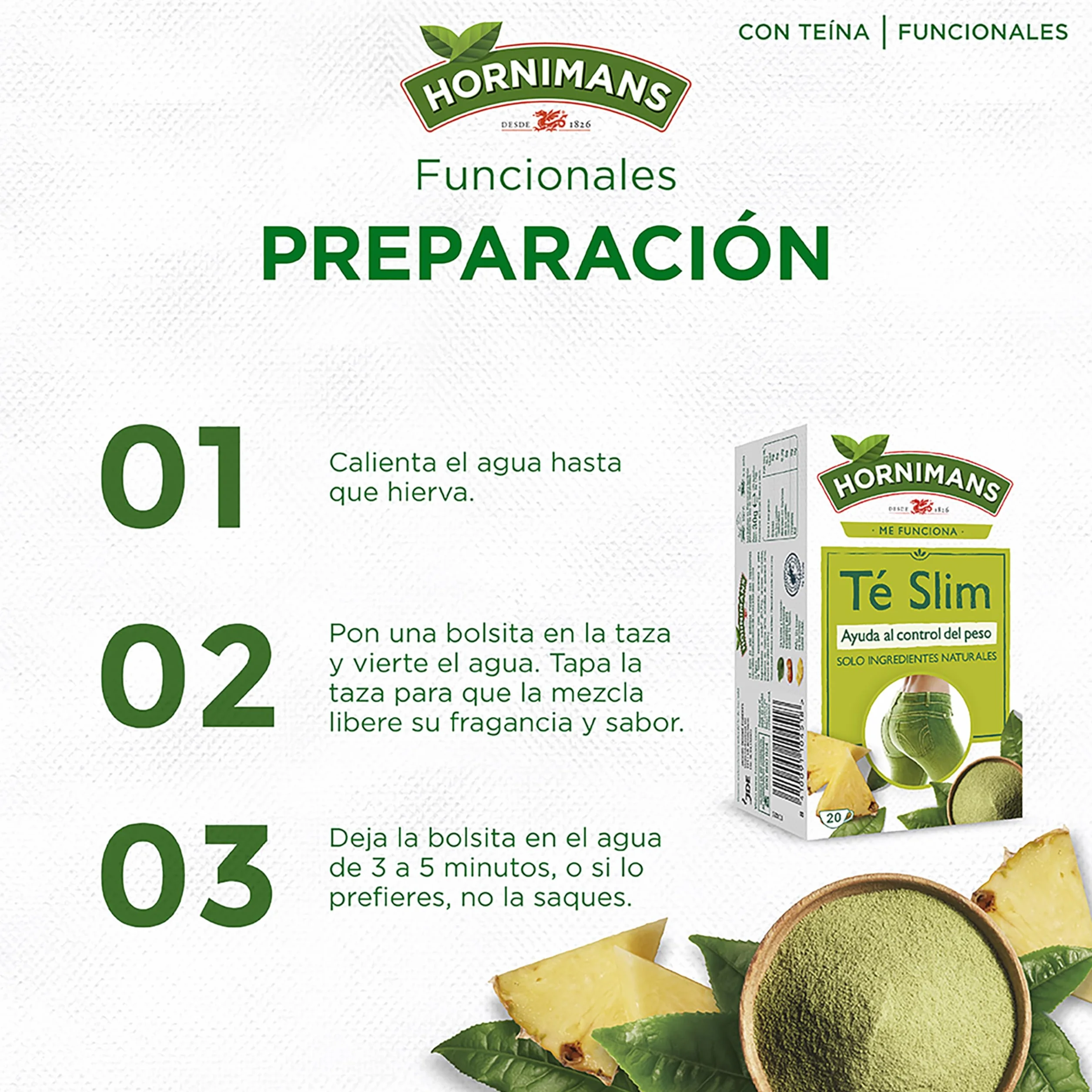 Hornimans Té Slim con Té Matcha 100% Naturales 20 bolsitas