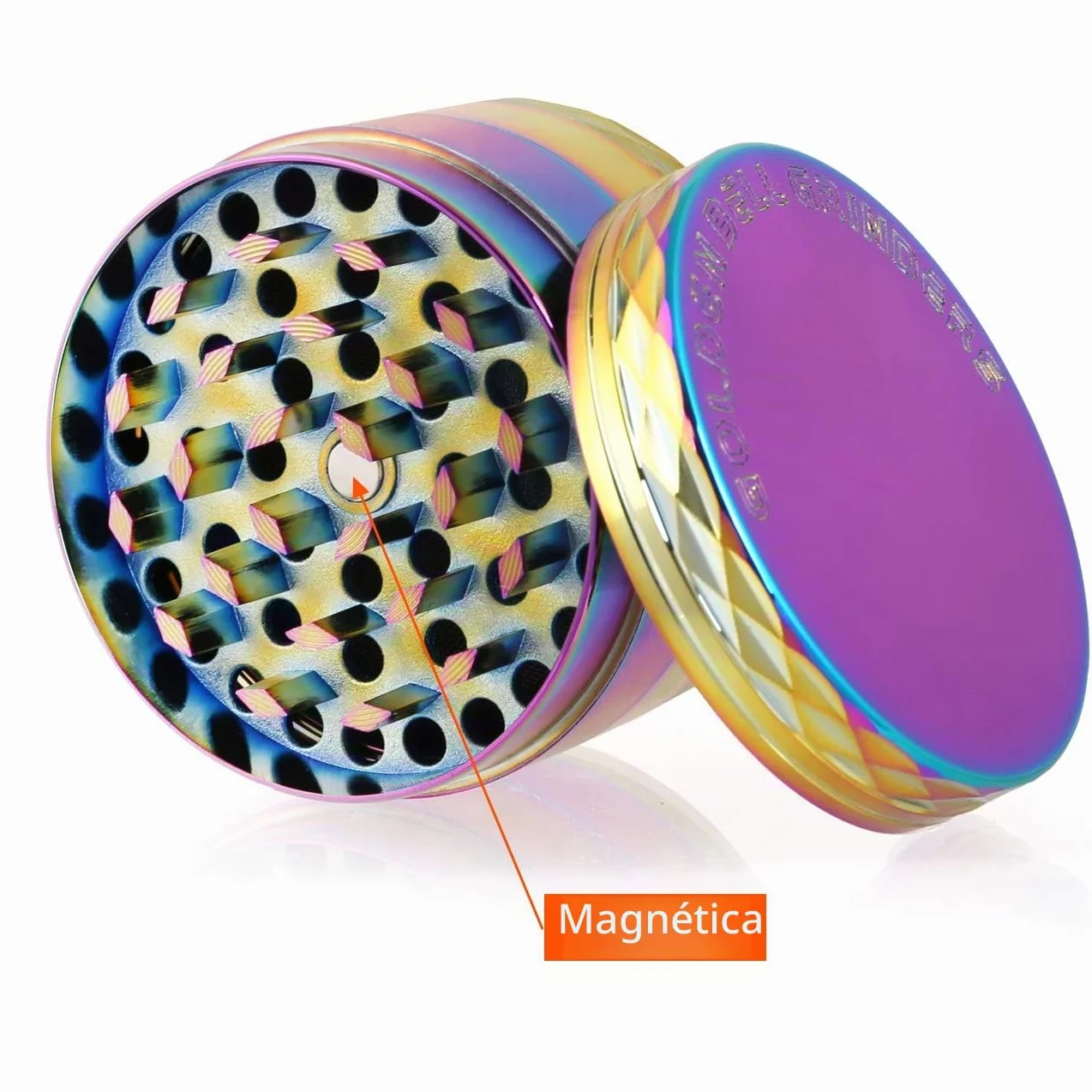 LIHAO Grinder Moledor de Especias Molinillo de Especias Metálico 50mm 4 pisos Duradero Aleación de Zinc (Multicolor con Pliegue)
