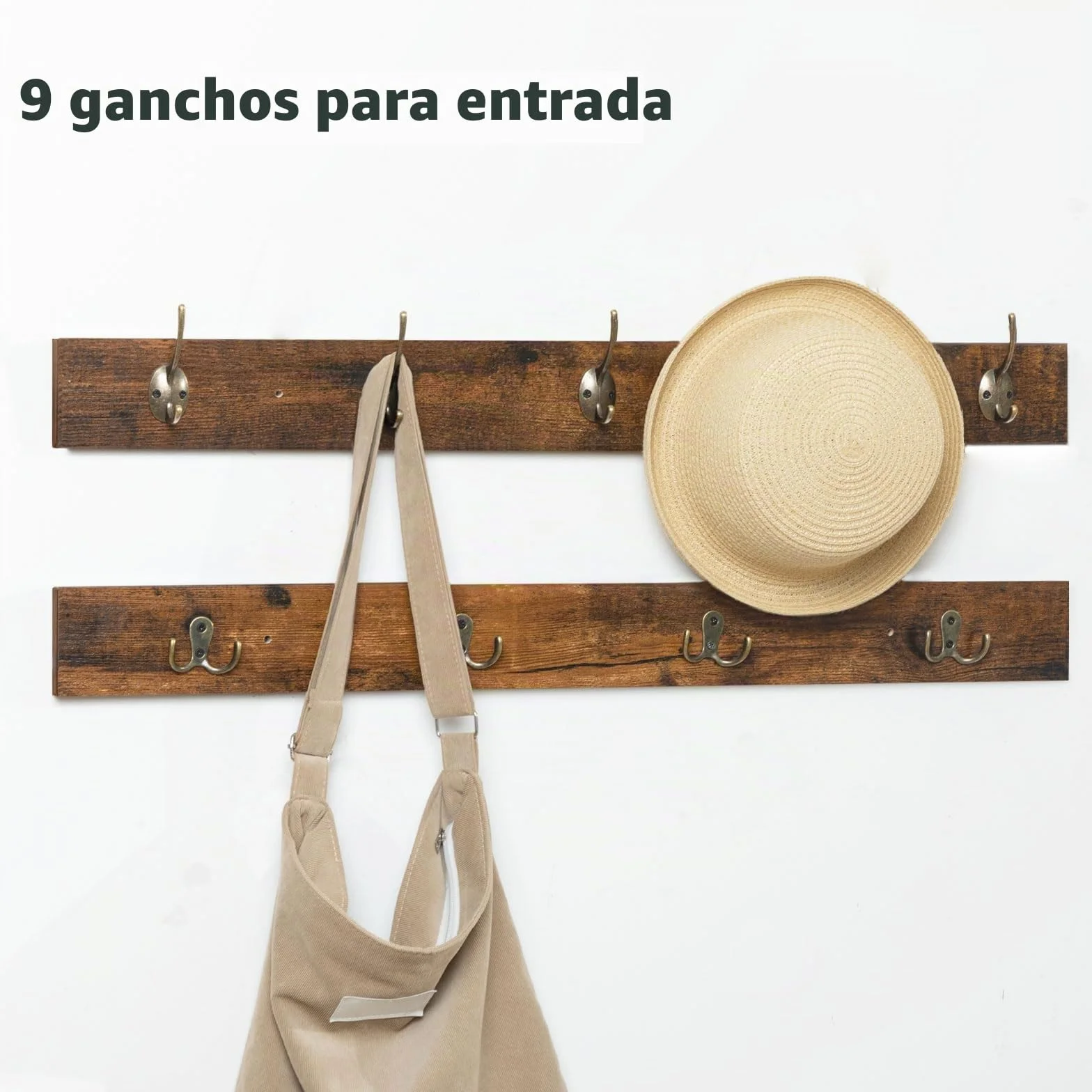 HOOBRO Banco Zapatero con Asiento, Perchero para Vestíbulo, 9 Ganchos, Banco de Almacenaje 12 Compartimentos, Organizador de Entrada, Adecuado para Pasillos, Dormitorios Marrón Rústico EBF112HX01G1