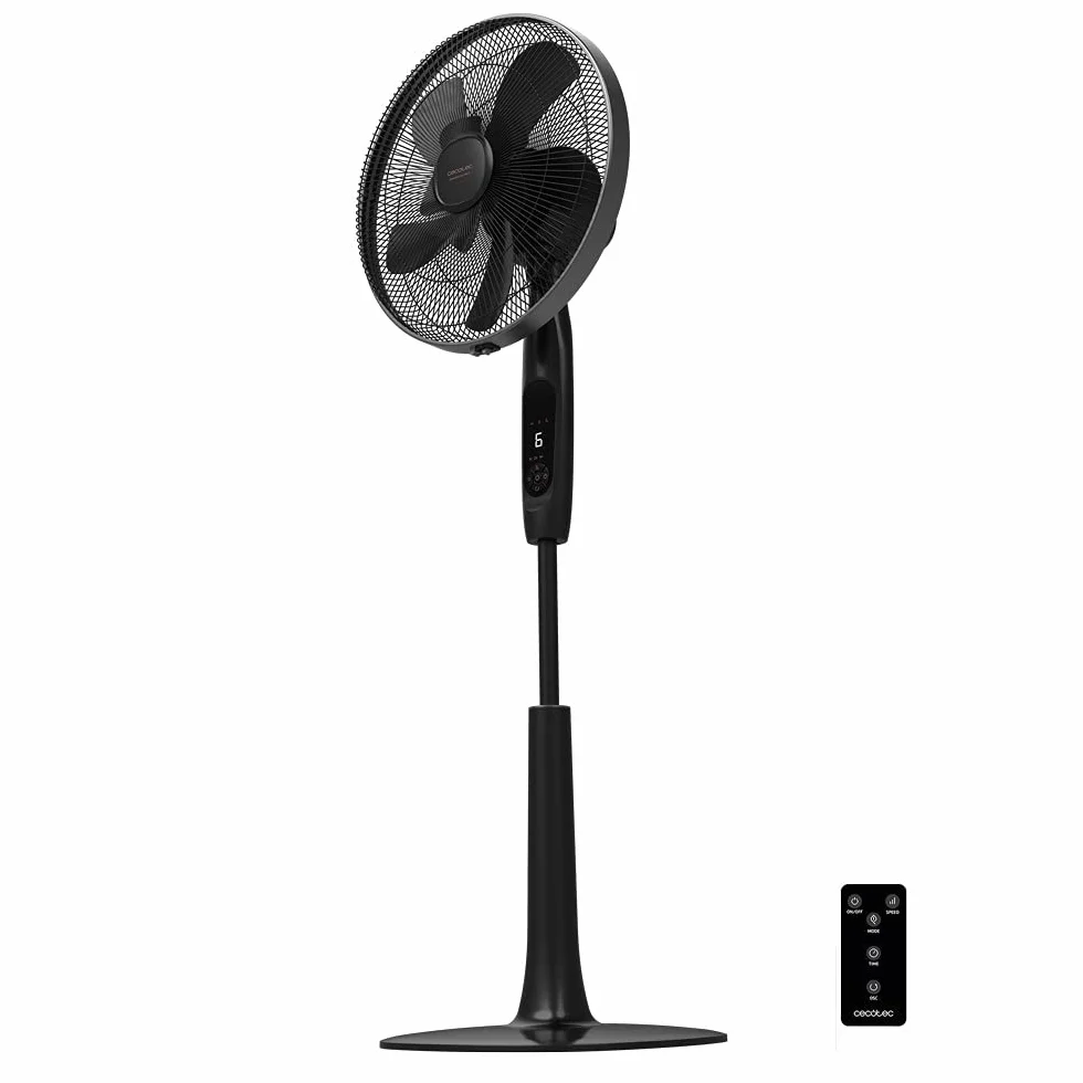 Cecotec Ventilador de Pie 60W 10 Aspas 6 Velocidades Motor Cobre Altura Ajustable 115-135cm Negro