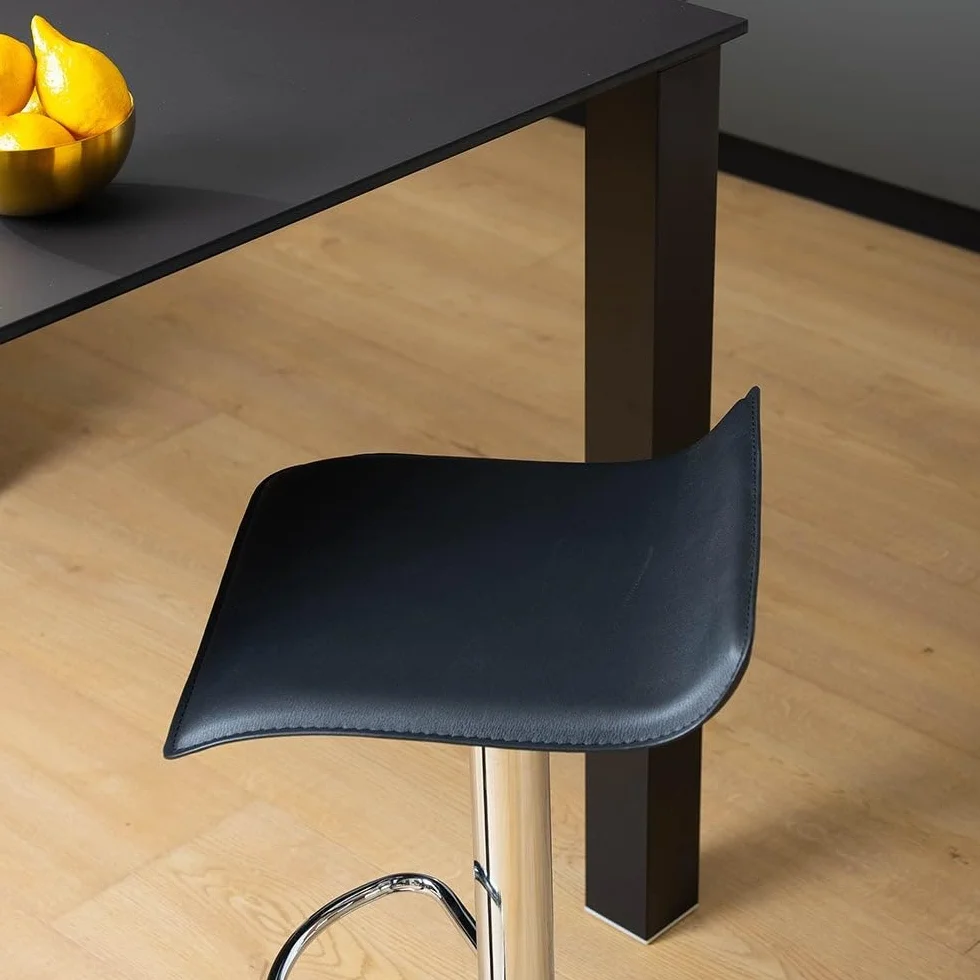 Taburete de Cocina Giratorio 360° Regulable Altura 63-84 cm Metal Negro