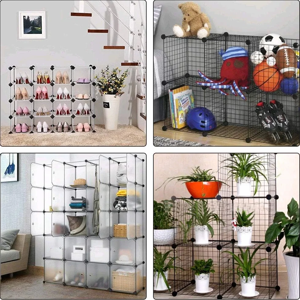 Conectores Armario Modular Plástico Cubo Alambre 40 Piezas 3.7x3.7cm Negro