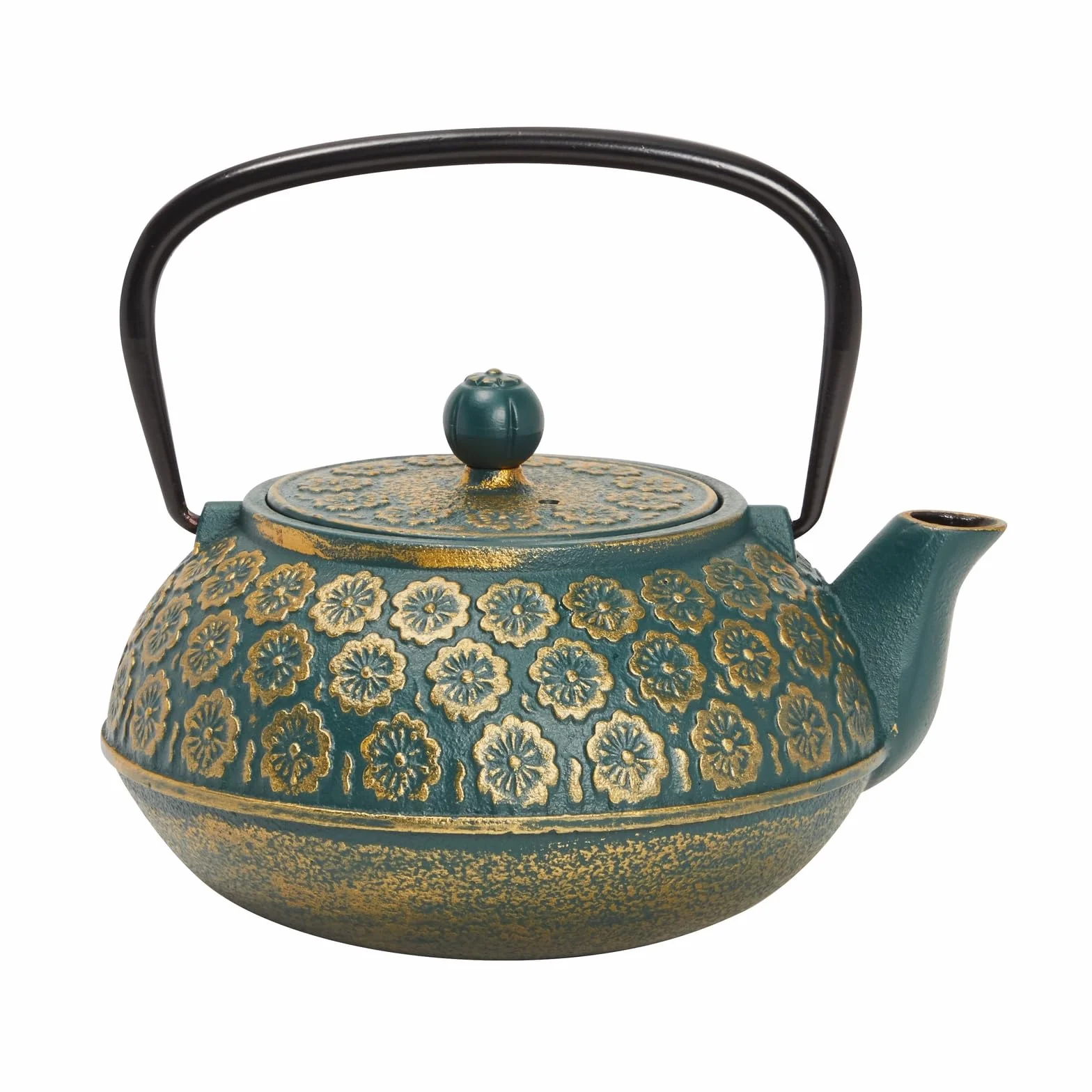 Tetera de hierro fundido verde con infusor de acero inoxidable 1 Litro