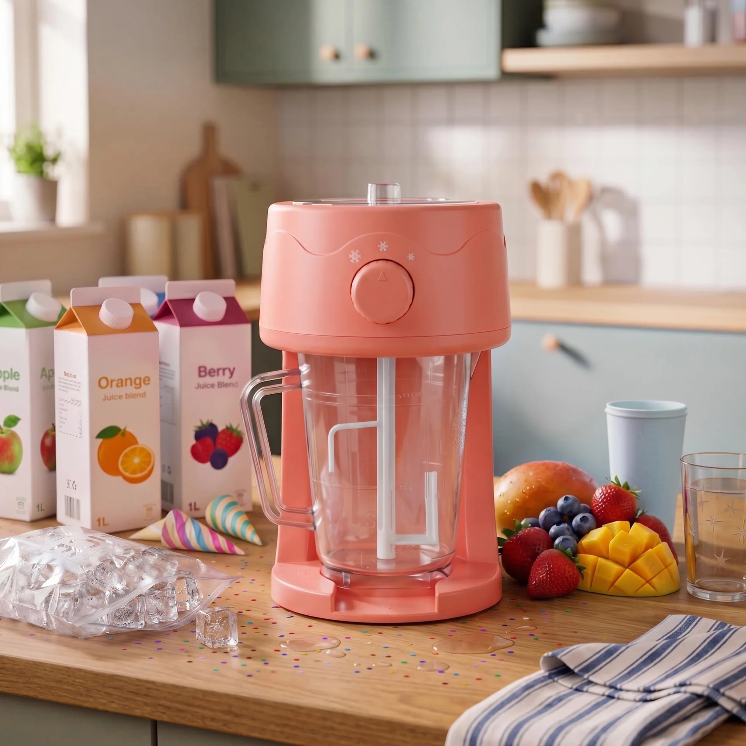 Giles & Posner Funfair Máquina para hacer granizados 1,1 L acero inoxidable 3 modos hielo fino esponjoso grueso café helado cócteles