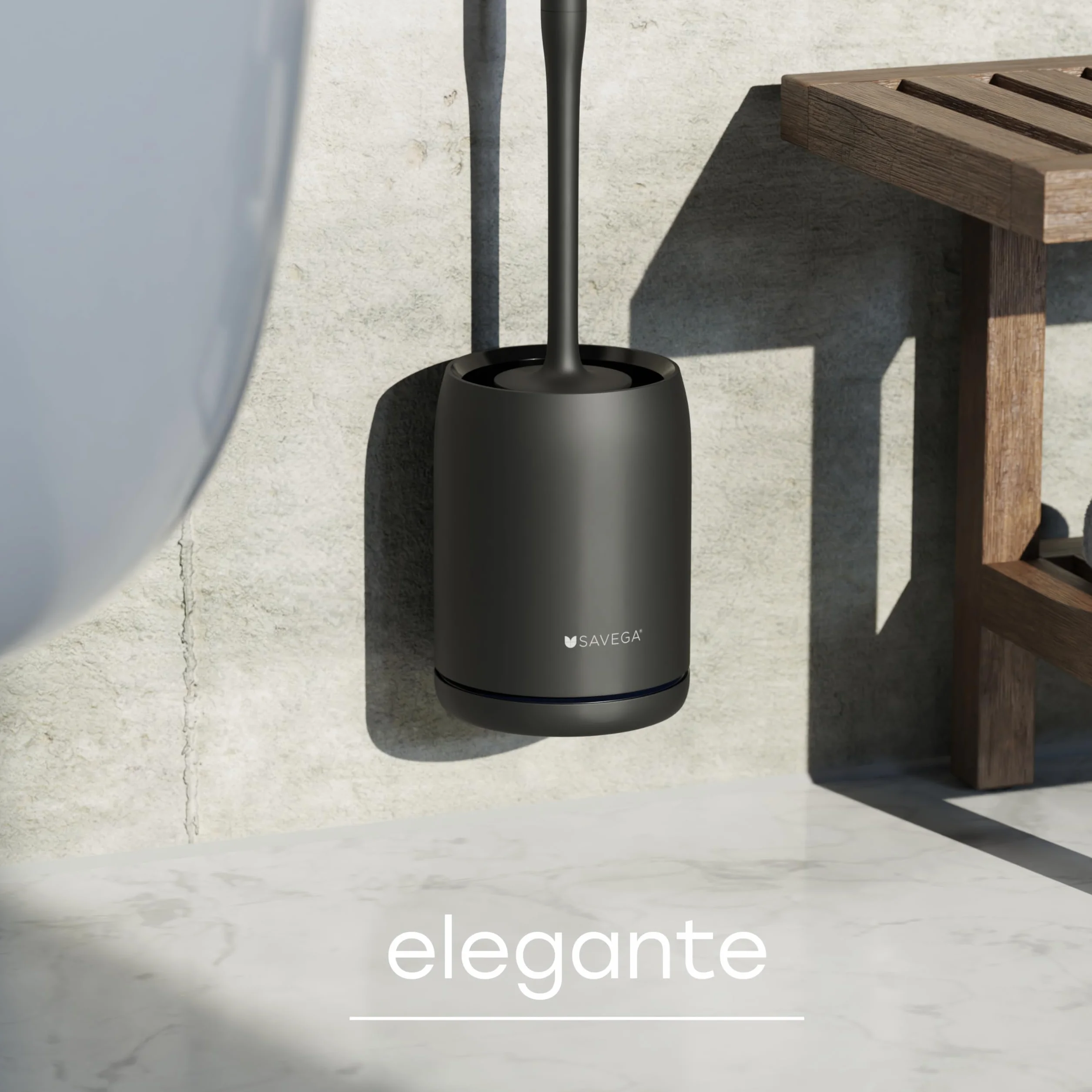 SAVEGA – Escobilla WC de Silicona Negra – Cepillo Inodoro de Pared sin Taladro – Soporte Portaescobilla Moderno