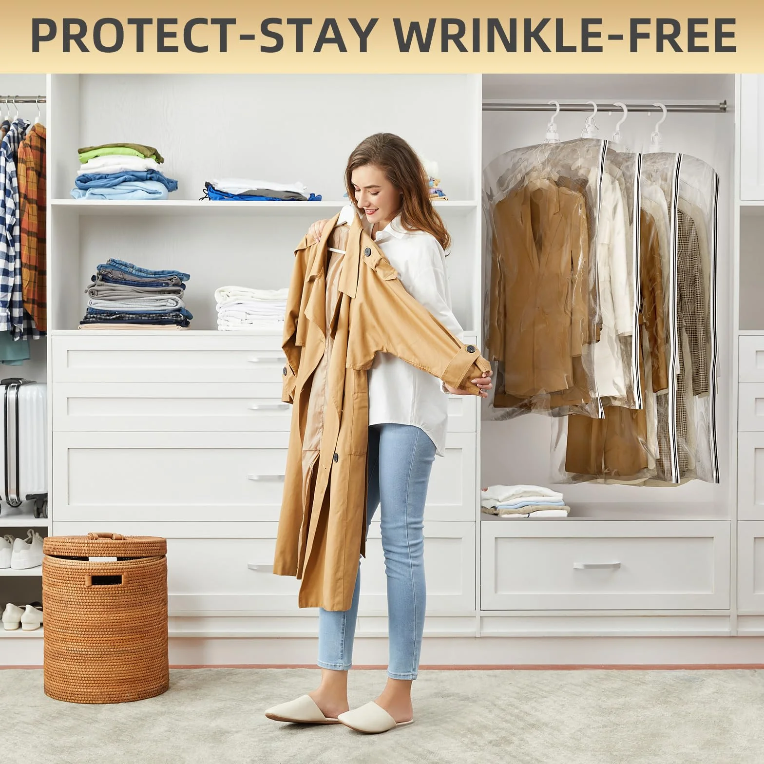TAILI Bolsas de Almacenamiento al Vacío para Colgar, 4 Paquetes 105×70 cm, Organizar Armarios