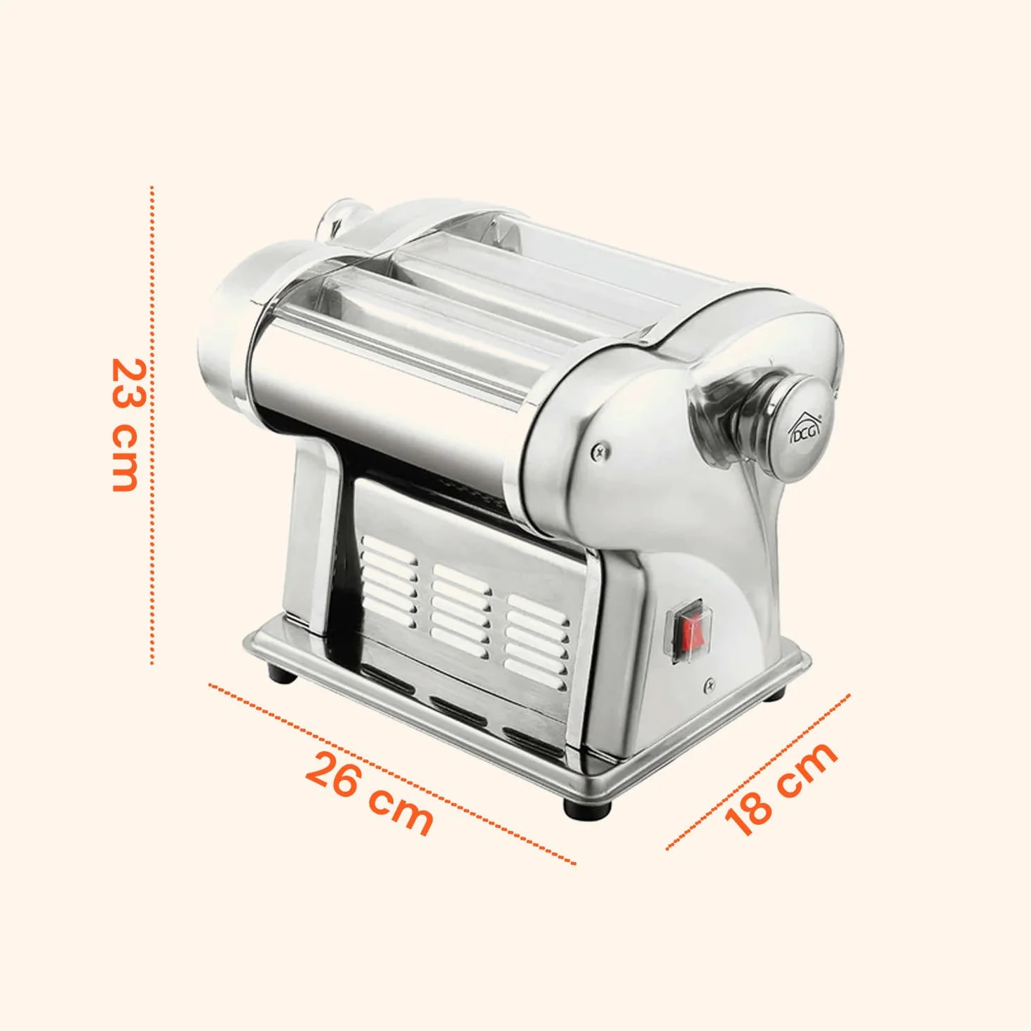 Wintem Máquina eléctrica para espaguetis y fideos PM1650 135 W 18 x 26 x 23 cm – Cuchillas intercambiables de 1 a 4 mm – Capacidad de producción alta 4 kg por hora – Intuitiva y ergonómica –