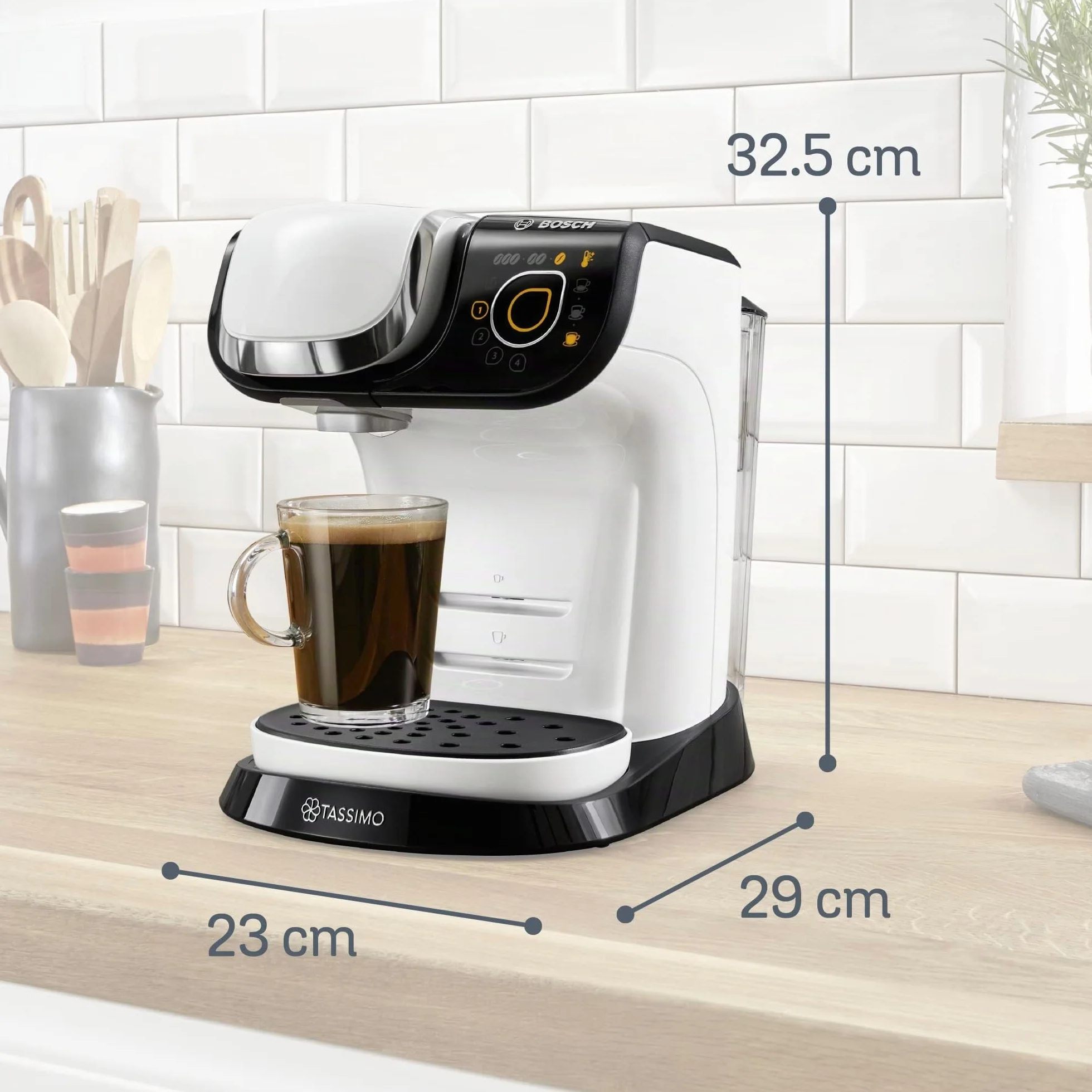 Máquina multibebida BOSCH TASSIMO MY WAY 2, TAS6504, hasta 70 bebidas, OneTouch, servicio individual, personalización de bebidas, filtración de agua BRITA MAXTRA+, INTELLIBRE, blanco