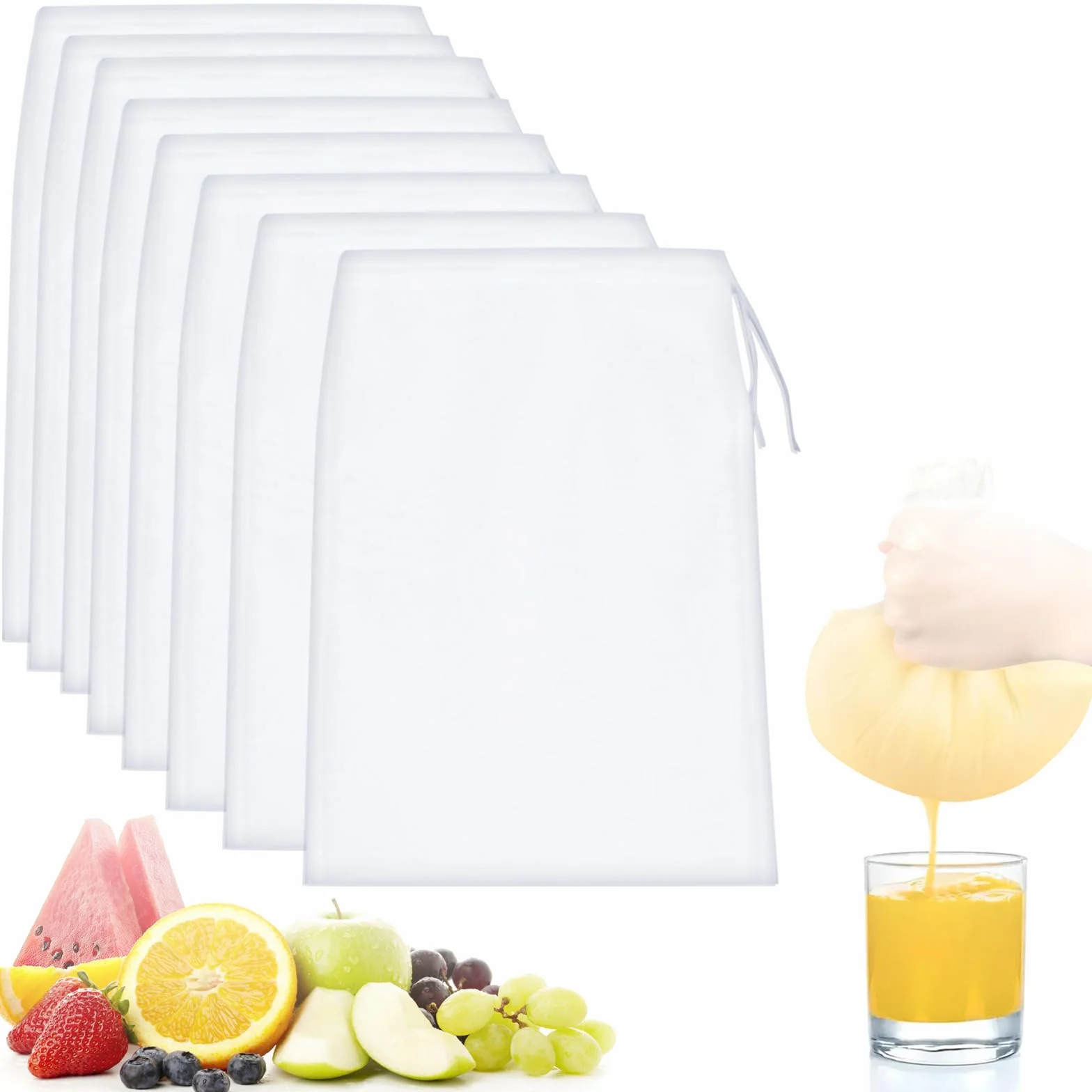 Bolsas de Leche de Nueces Reutilizables, 20 x 30 cm, Filtro de Nailon para Queso, Zumo, Café
