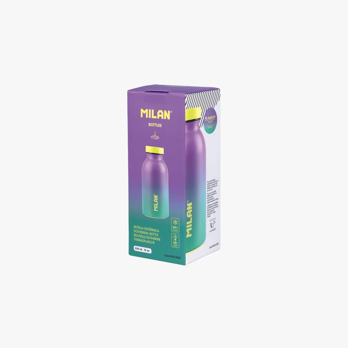 BOTELLA ISOTÉRMICA DE ACERO INOXIDABLE 304 354ML TURQUESA EDICIÓN SUNSET MILAN