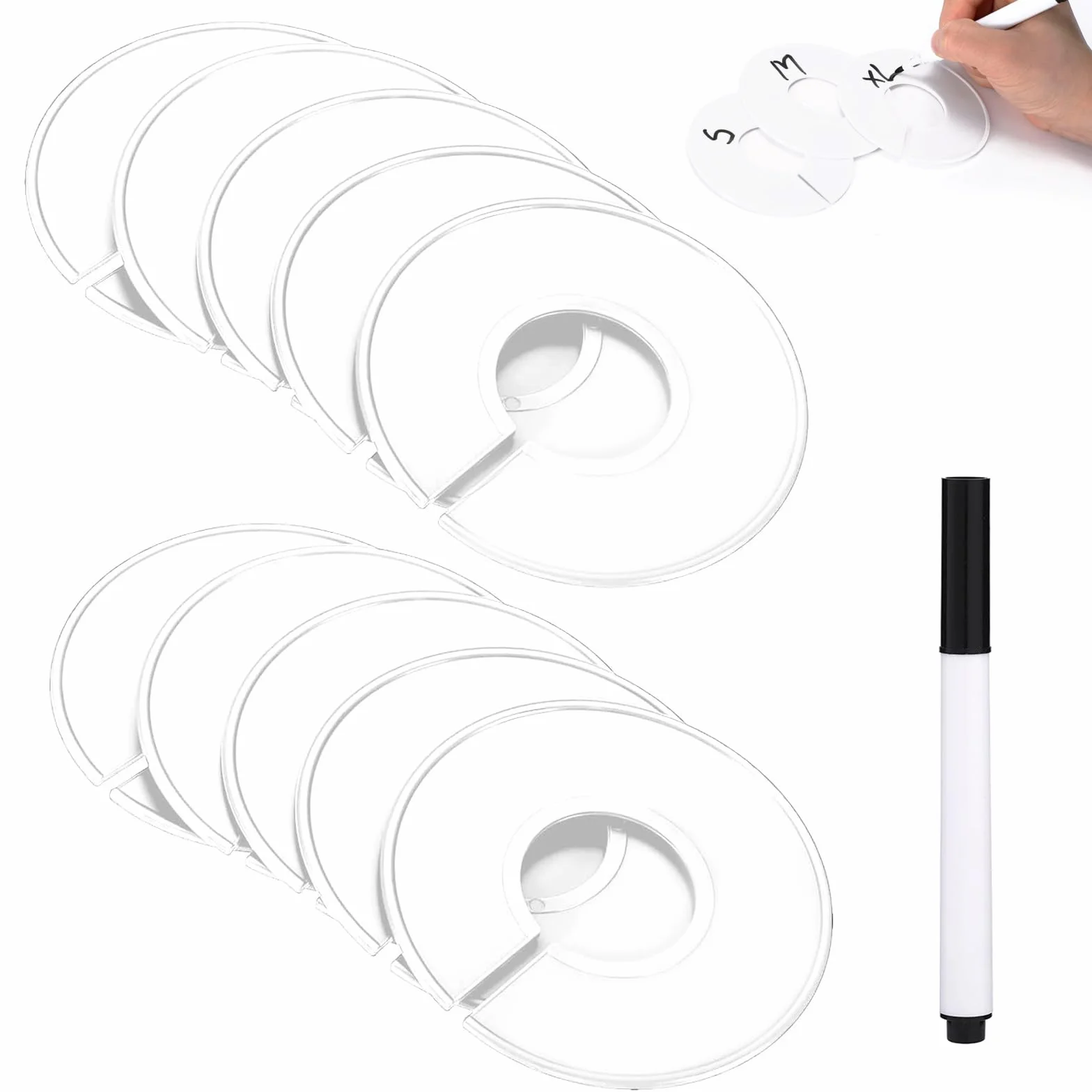 GVSS - Separador redondo de 10 cm, 10 cm, color blanco, separador redondo, ropa con 1 marcador, separador de cajones para ropa, 10 cm