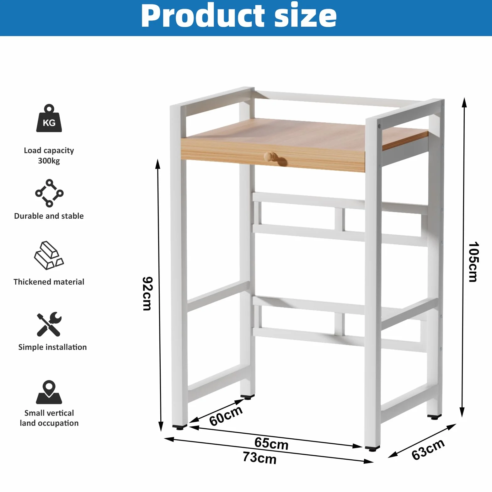 Mueble Lavadora Secadora, Estante Organizador de Baño Ahorra Espacio, Mueble para Lavadora Apto para Lavadora y Secadora, 350 kg de Carga, 73 x 63 x 105cm
