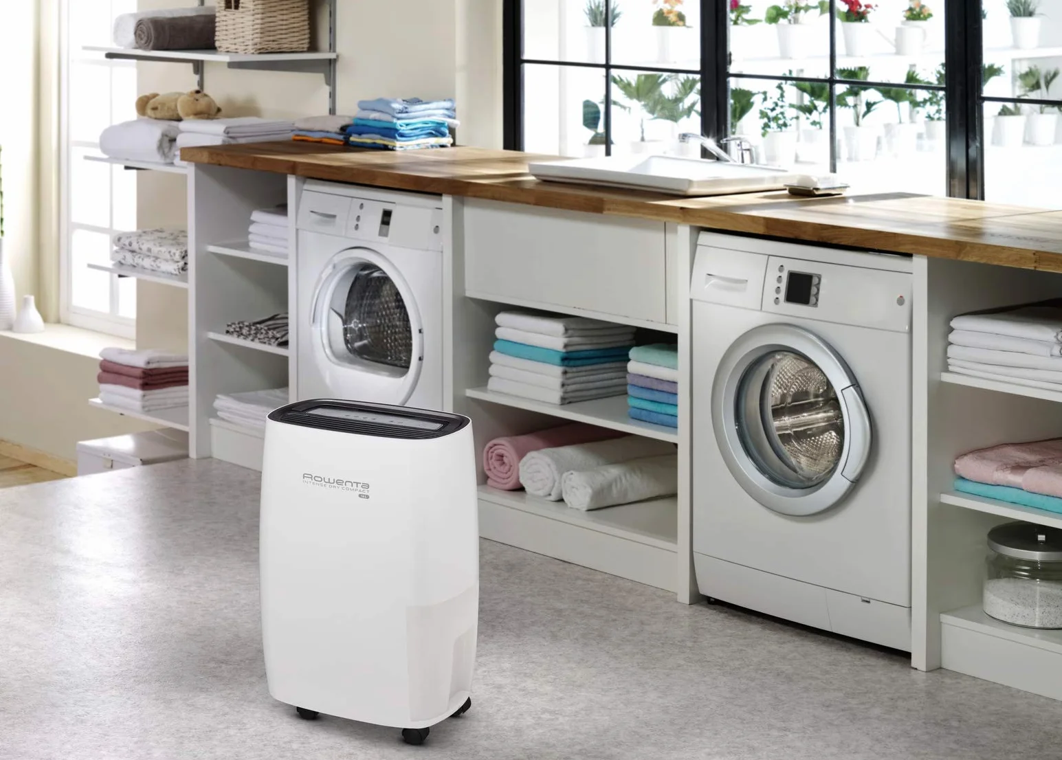 Rowenta Intense Dry Compact DH4236 deshumidificador de 16 L, con modo automático de deshumidificación con 3 programas, función Linen Dry, filtro, compacto, silencioso (Reacondicionado)
