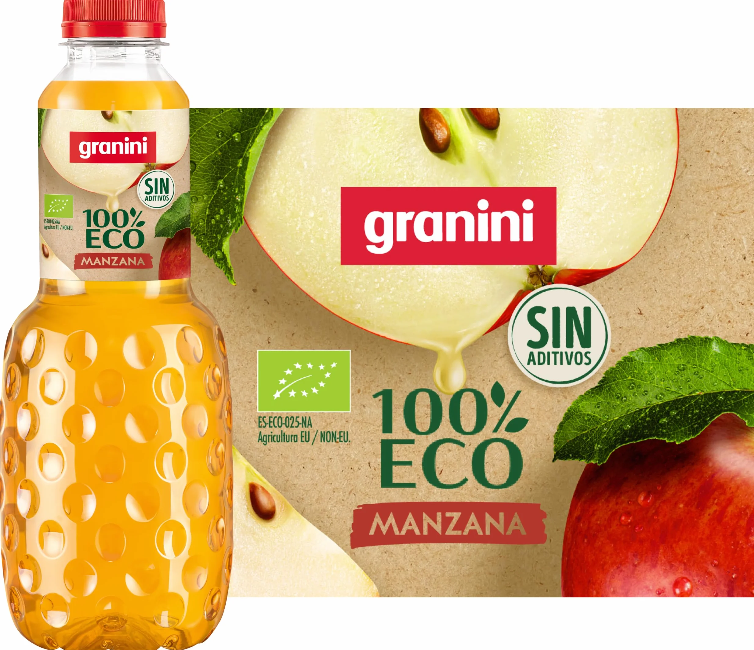 Granini 100% ECO Zumo de Manzana ecológico Pack 6 x 1L Sin azúcares añadidos