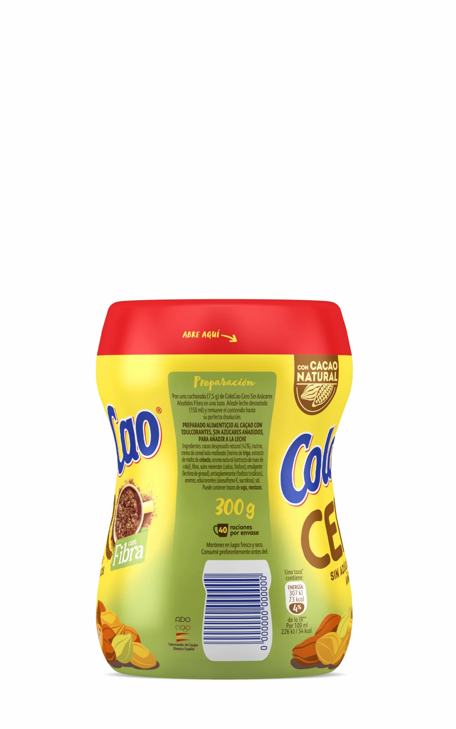 ColaCao Cacao Soluble Natural 0% Azúcares Añadidos con Fibra 300g