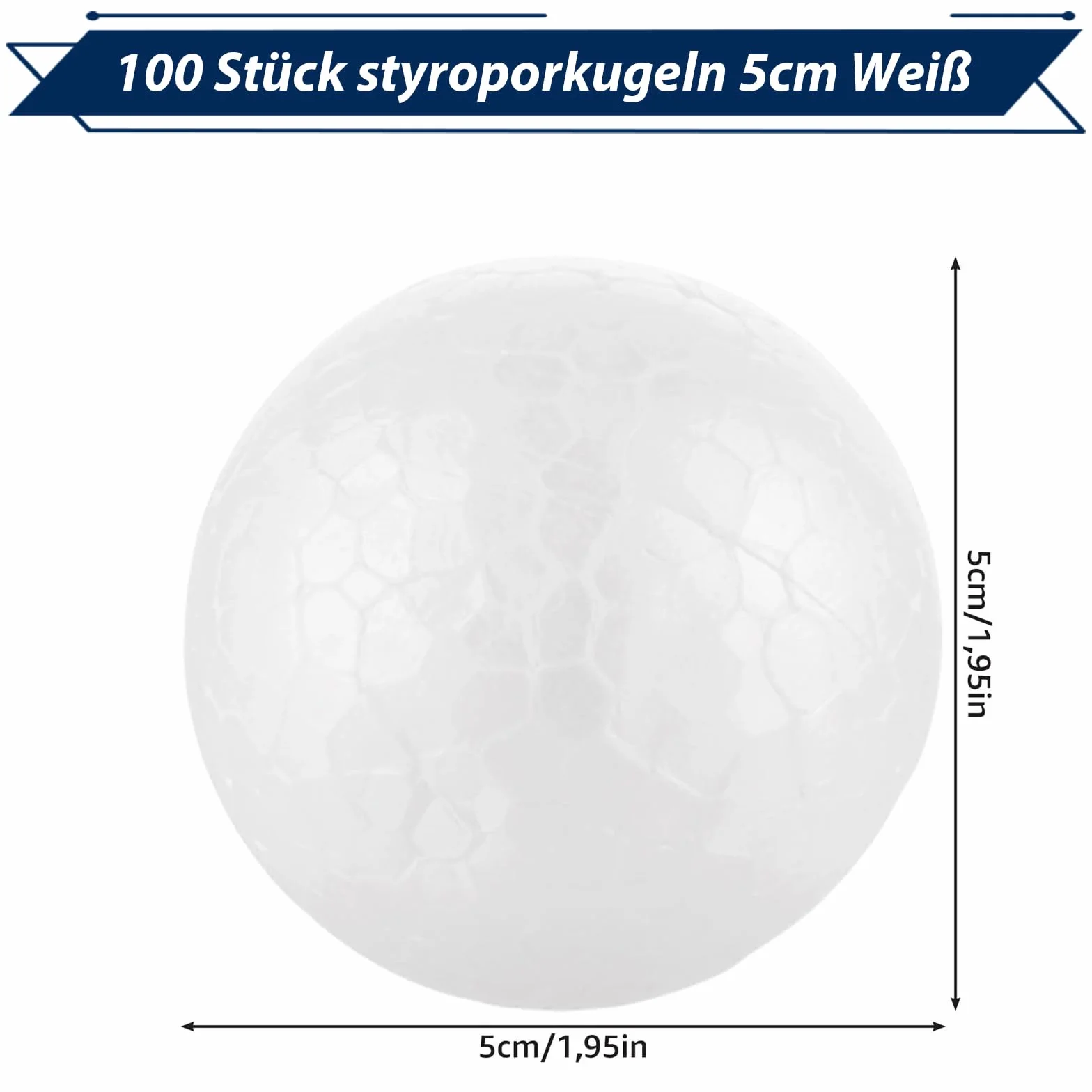 Bolas de Poliestireno 5 cm 100 Piezas Blancas para Manualidades y Decoracion