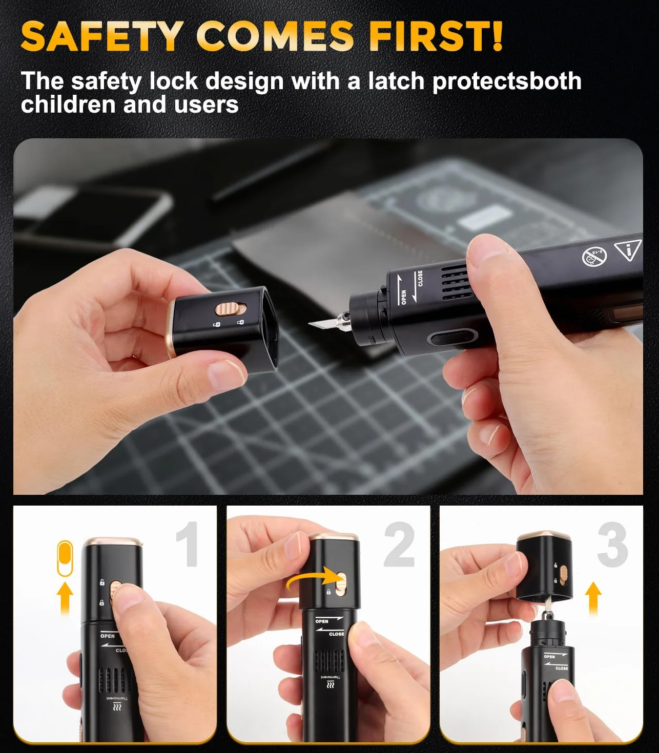 Cuchillo cortador ultrasónico de 40 kHz: cuchillo ultrasónico de mano de 35 W con 50 cuchillas de repuesto y visualización OLED, cuchillo sónico para modelos impresos en 3D, plástico