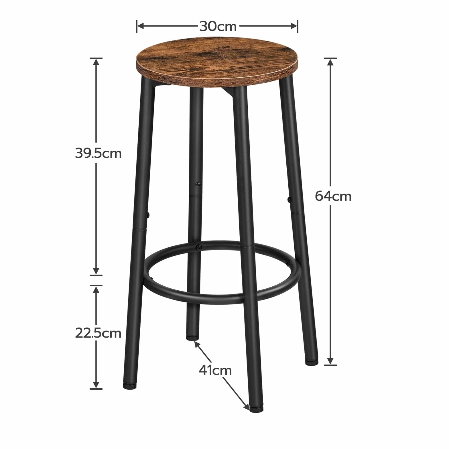 HOOBRO Taburetes de Bar, Taburete de Encimera de Cocina con Reposapiés, Taburete de Bar de Estilo Industrial, Adecuado para Cocina, Restaurante, Bar y Sala de Fiestas, Marrón Vintage EBF03BY01
