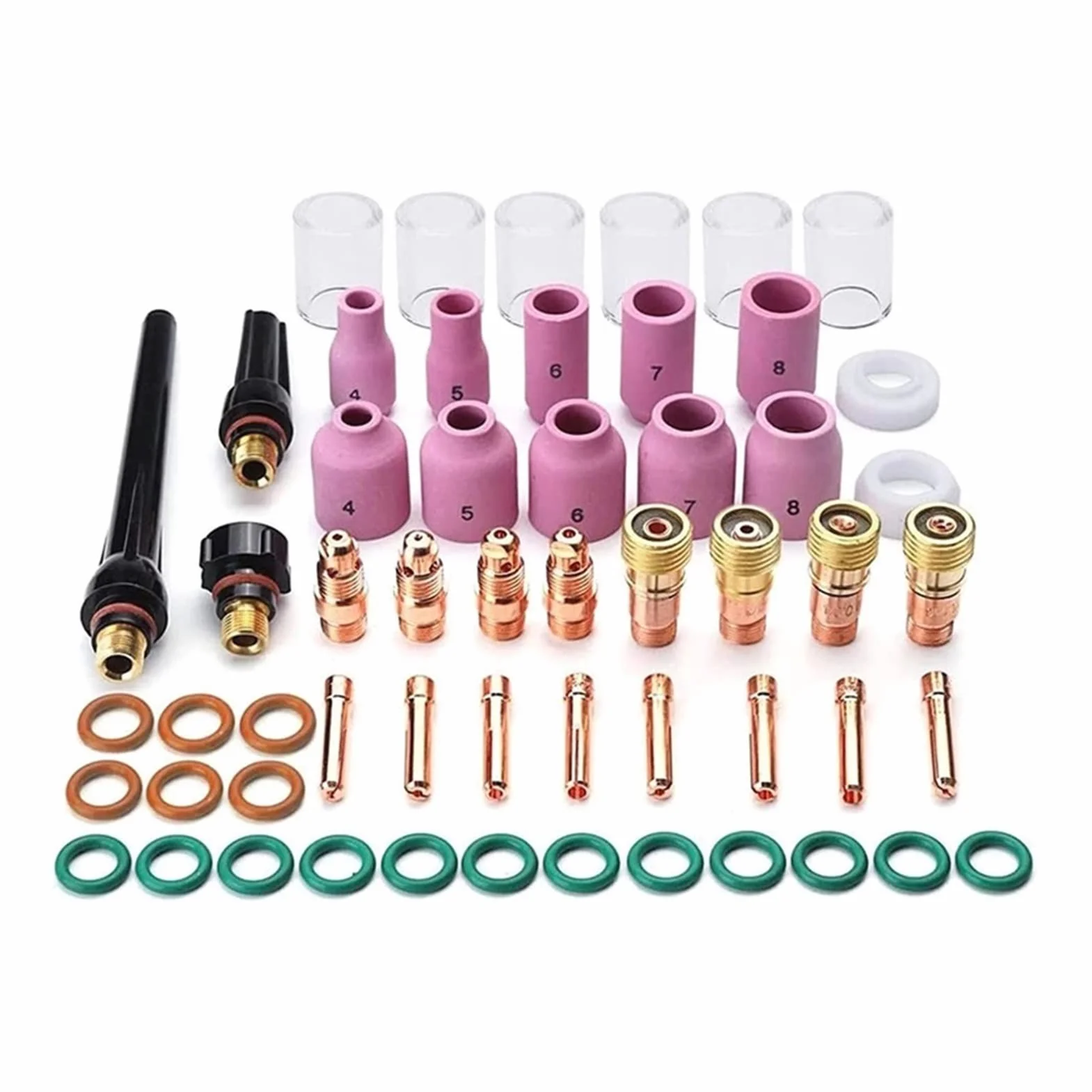 Kit de Accesorios for soplete Soldadura, Boquilla alúmina, Lente Gas rechoncho, 10 Tazas for Herramientas WP-17/18/26, 55 Uds