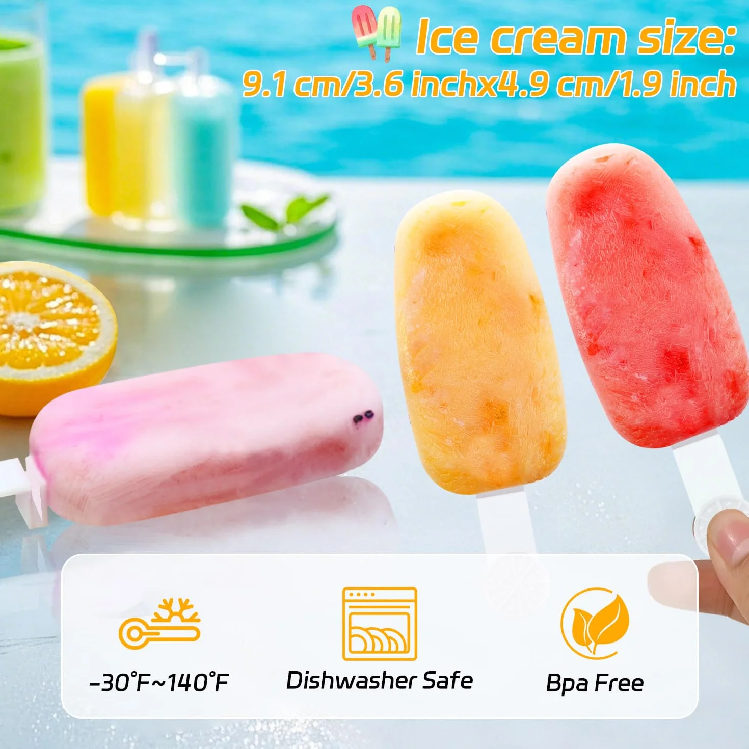 Molde de Helados de Silicona Apilable Sin BPA, Pack de 2 para Helados de Leche y Yogur