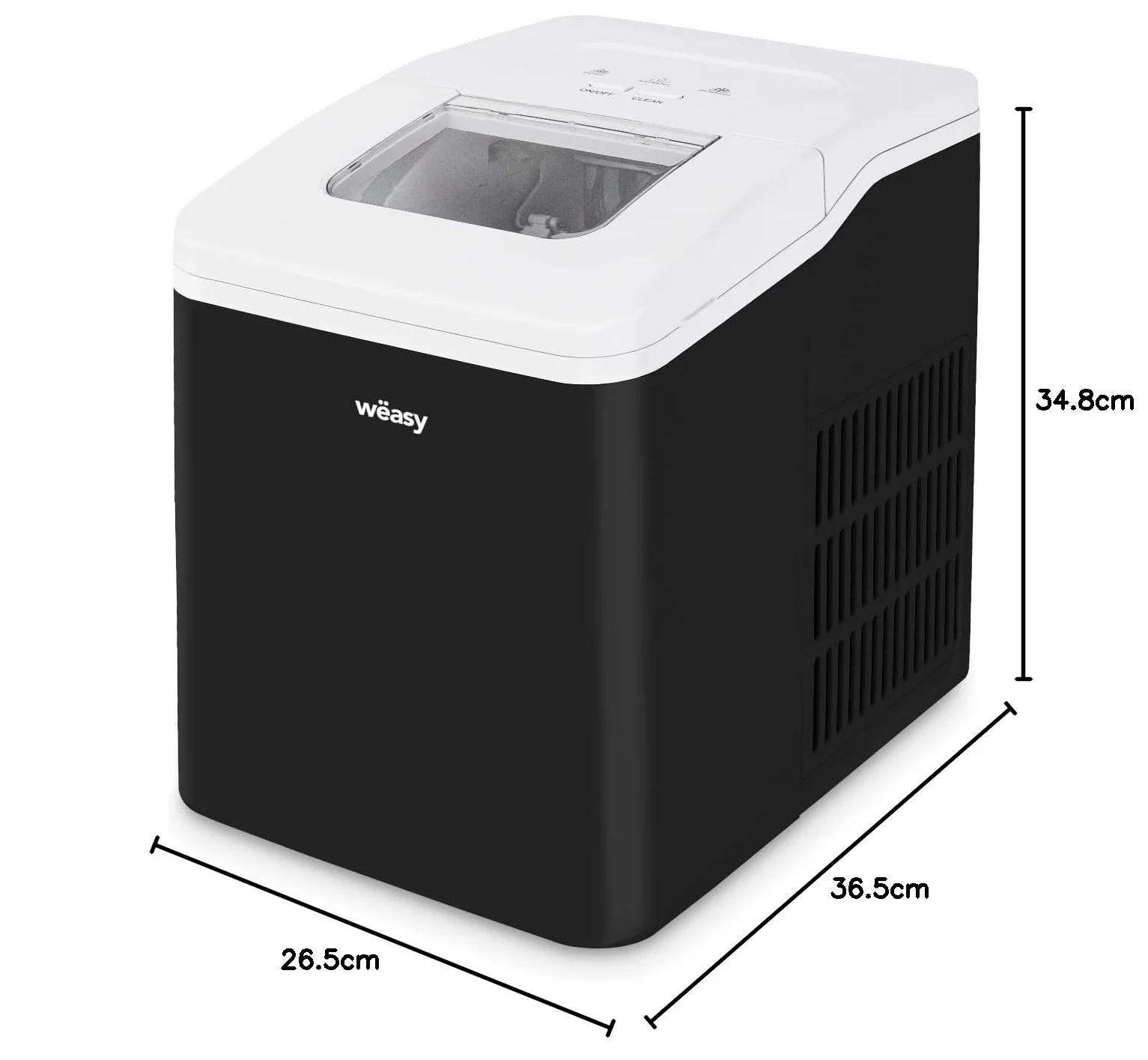 Weasy Máquina para hacer cubitos de hielo KW12, 120 W, bandeja extraíble, 12kg de hielo al día