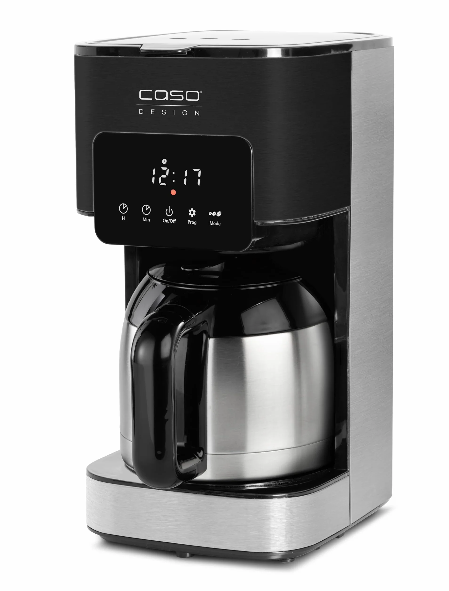 CASO Cafetera de goteo Coffee Taste & Style - Capacidad 1,2L para 10 tazas, 800W de Potencia, Deposito con ventana, Acero Inoxidable, Boquilla antigoteo, Pantalla LCD - negra