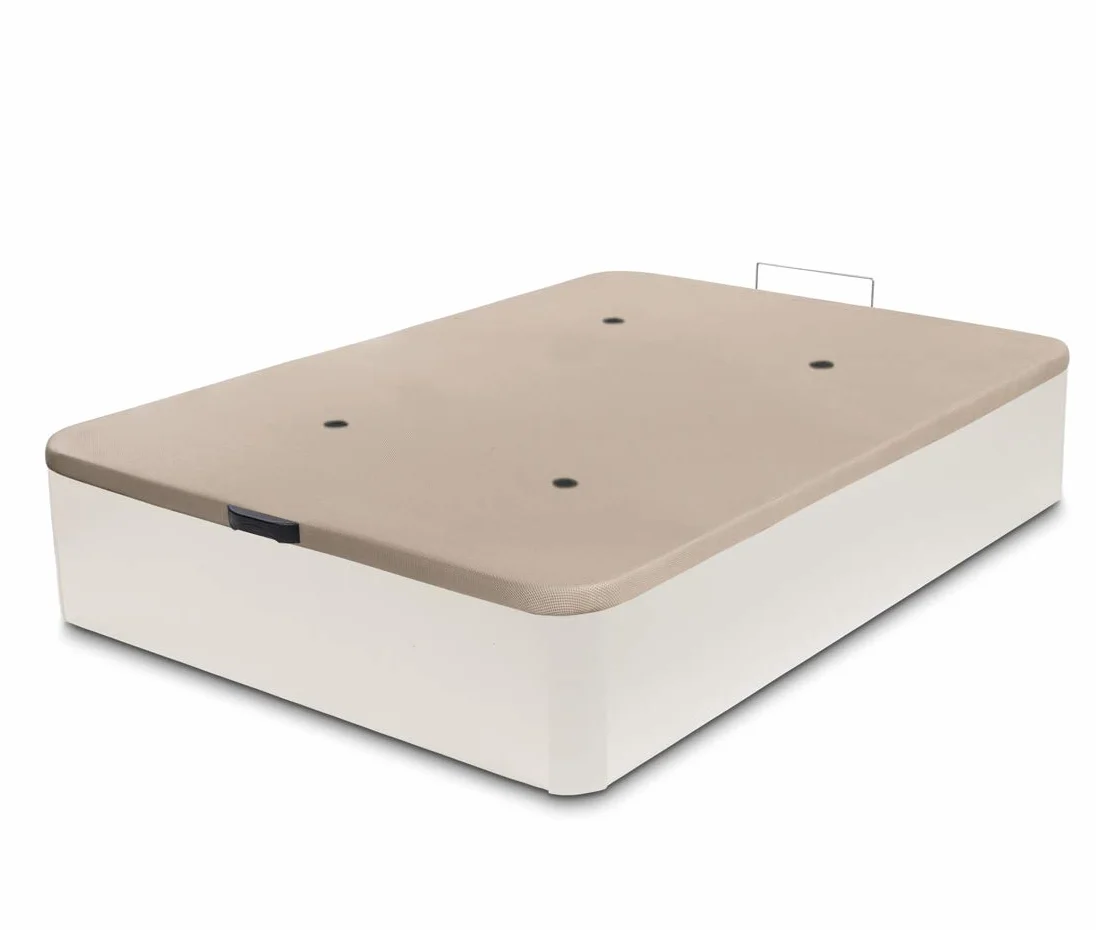 DORMIDAN - Canapé abatible de Gran Capacidad con Esquinas Redondeadas en Madera, Base tapizada 3D Transpirable + 4 válvulas aireación (Blanco, 135x190cm)