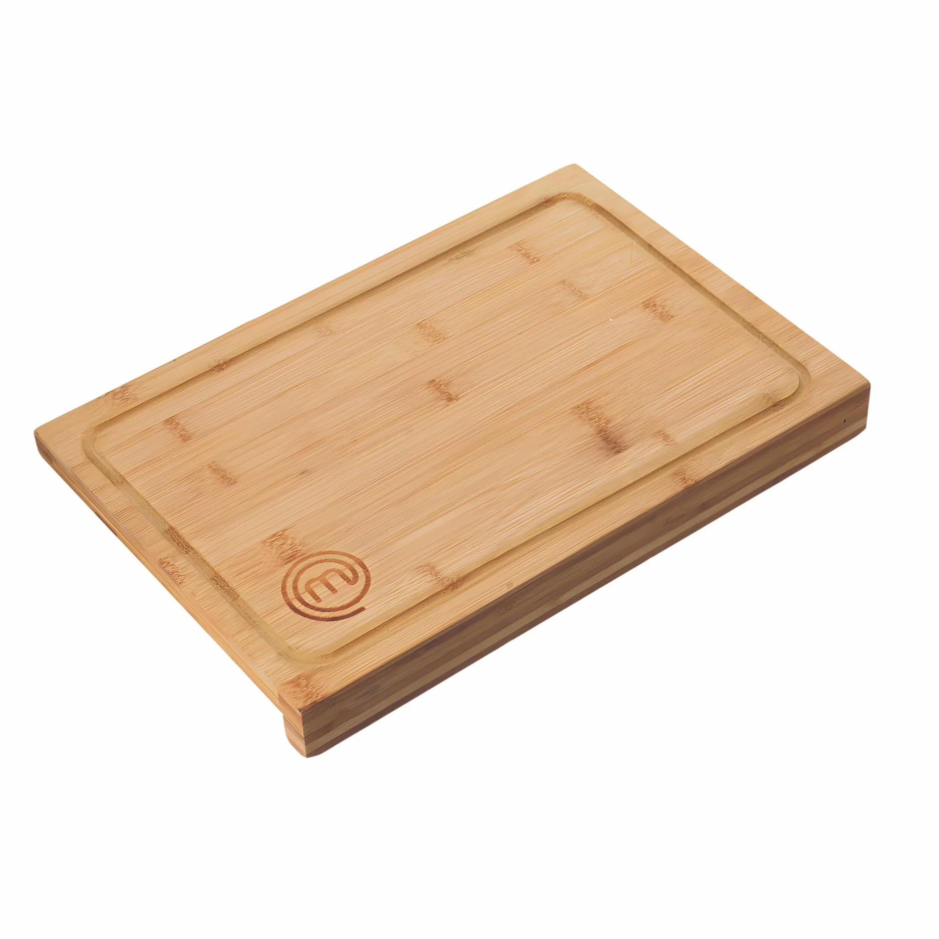 MasterChef Tabla de Cortar Madera Bambú Encimera para Carne Jamón Pan Quesos con Ranura Jugos Natural Sostenible