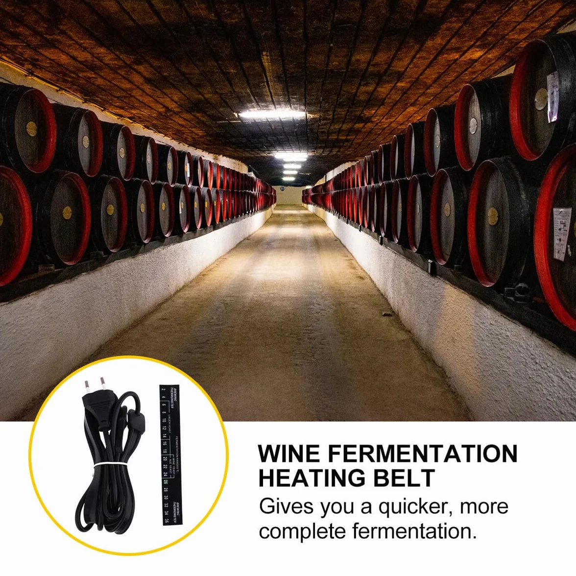 Cinturón de Fermentación Eléctrico para Elaboración Casera de Cerveza y Vino Calentador de Flexible para Fermentadores y Fácil de Almacenar Enchufe UE Negro
