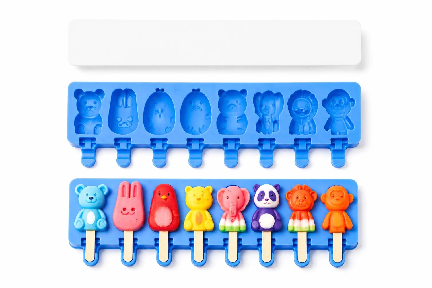 Molde Premium de Silicona para Helados 8 Cavidades, Reutilizable, Libre de BPA, Animales