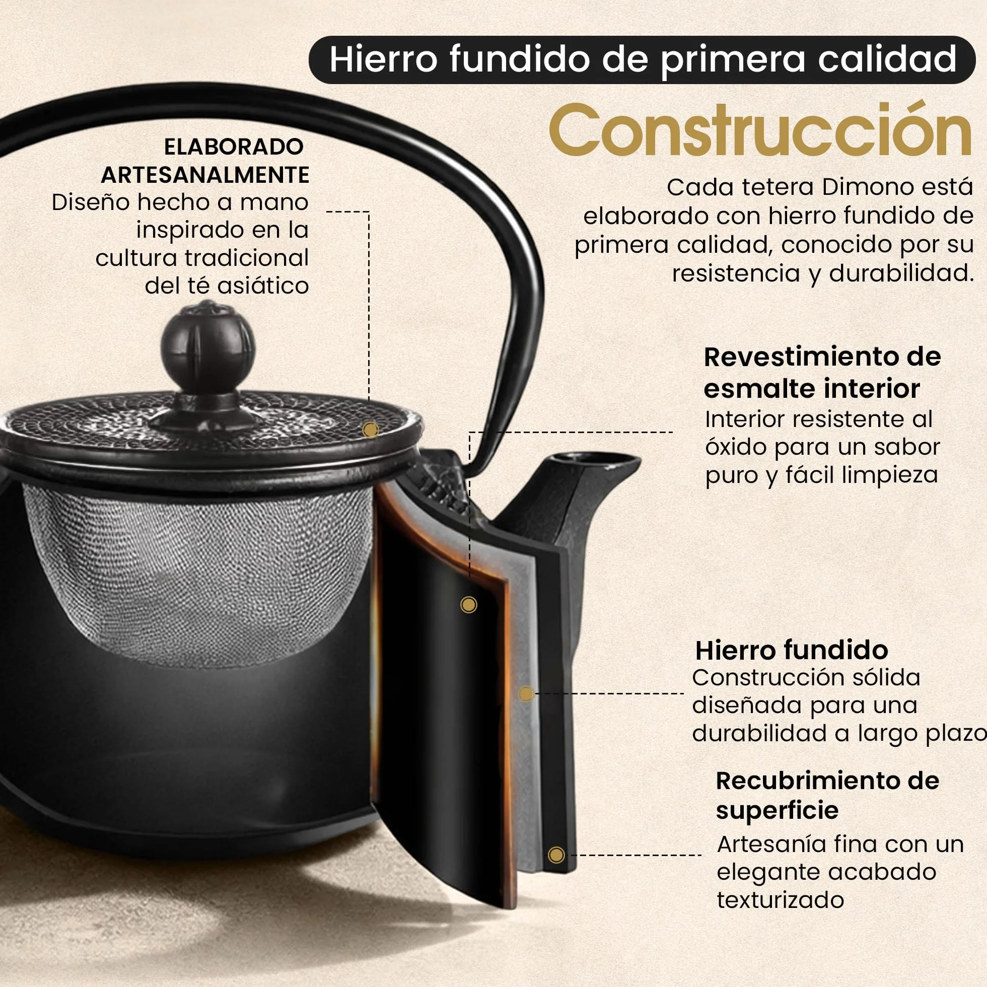Dimono® hierro fundido de Asia tetera de jarra de hierro tradicional