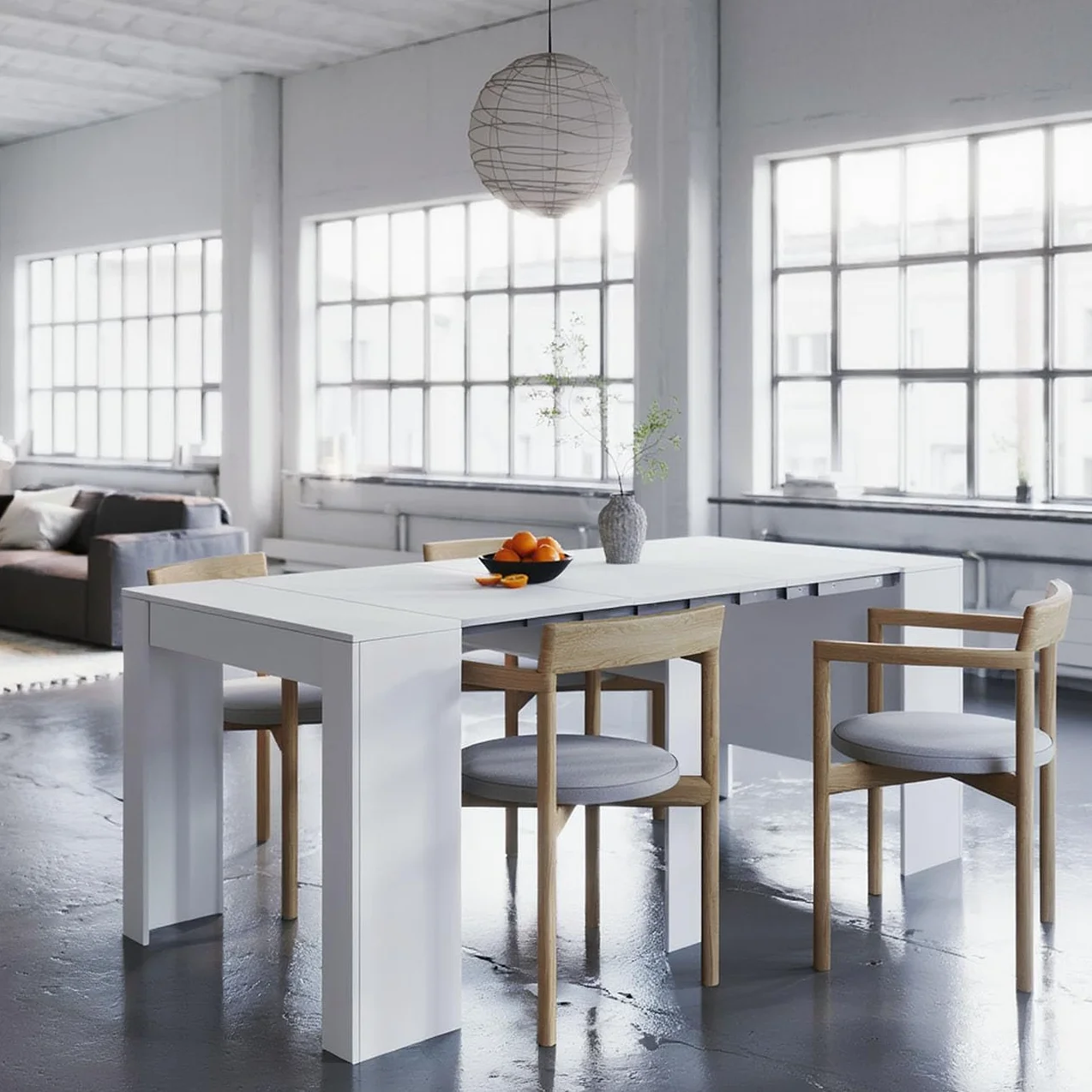 duehome | Mesa de Comedor, Consola, Mesa Extensible, Mesa para Salon, Recibidor o Cocina, Acabado en Blanco Artik, Modelo Denis, Medidas: 50-235 cm (Largo) x 90 cm (Ancho) x 78 cm (Alto)